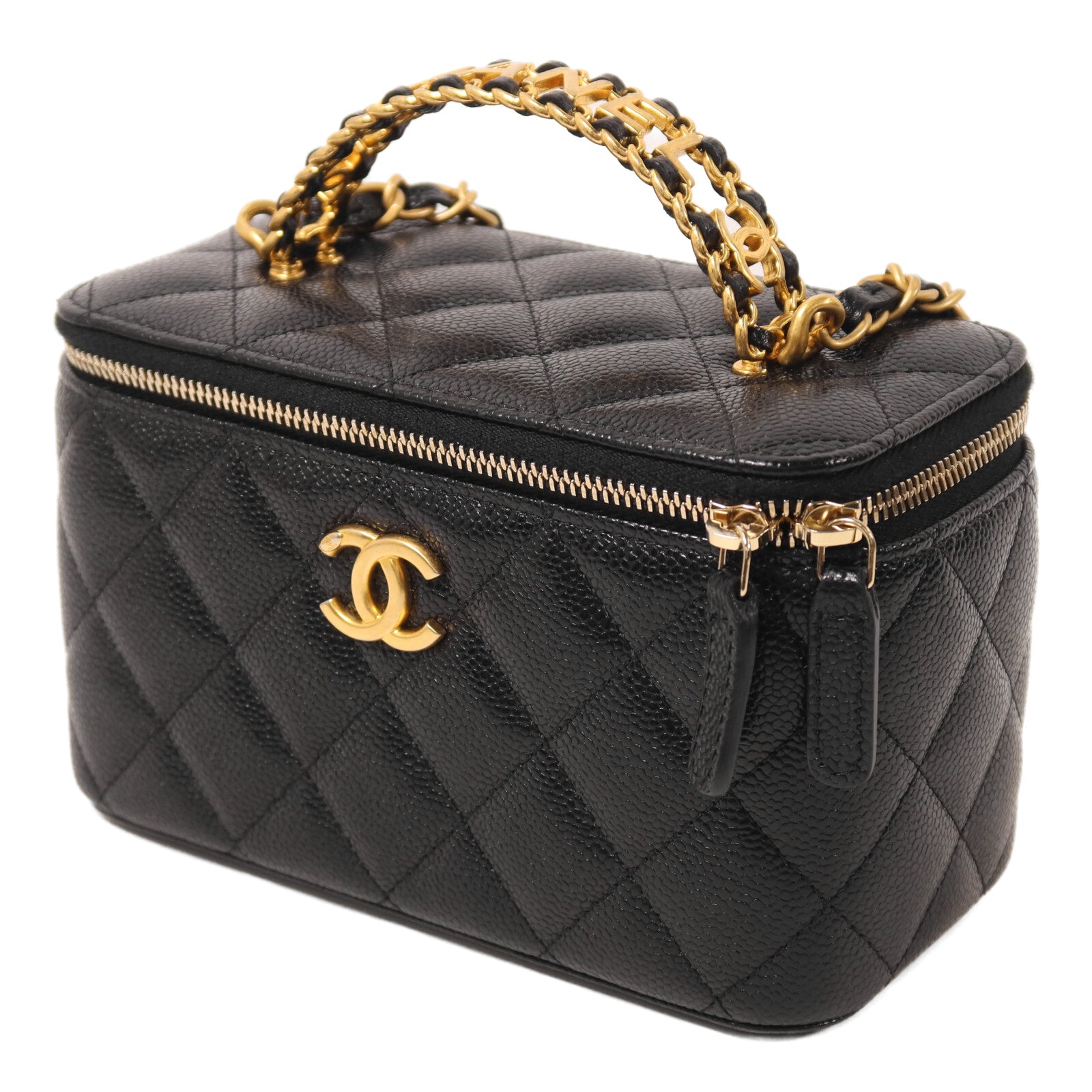 CHANEL 牛皮皮革Vanity Case Top Handle鏈帶手挽肩背兩用袋