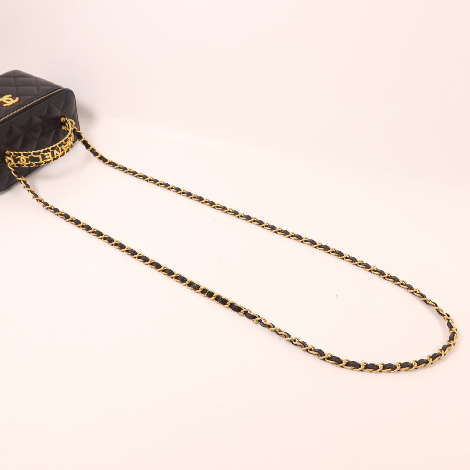CHANEL 牛皮皮革Vanity Case Top Handle鏈帶手挽肩背兩用袋