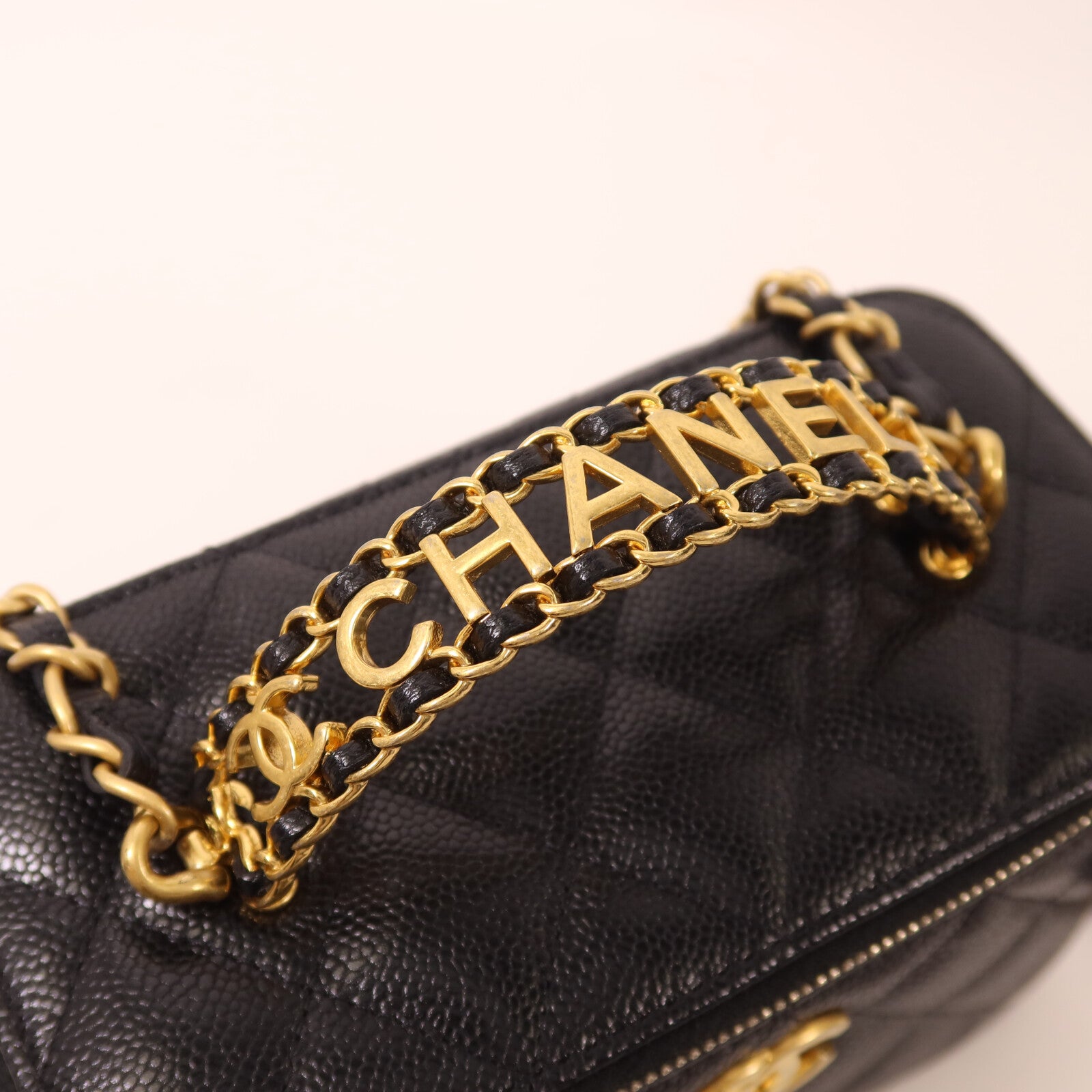 CHANEL 牛皮皮革Vanity Case Top Handle鏈帶手挽肩背兩用袋