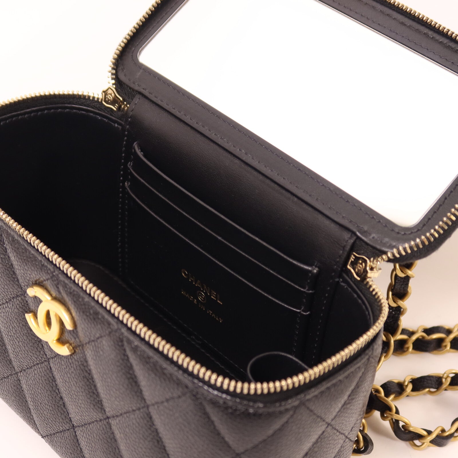 CHANEL 牛皮皮革Vanity Case Top Handle鏈帶手挽肩背兩用袋