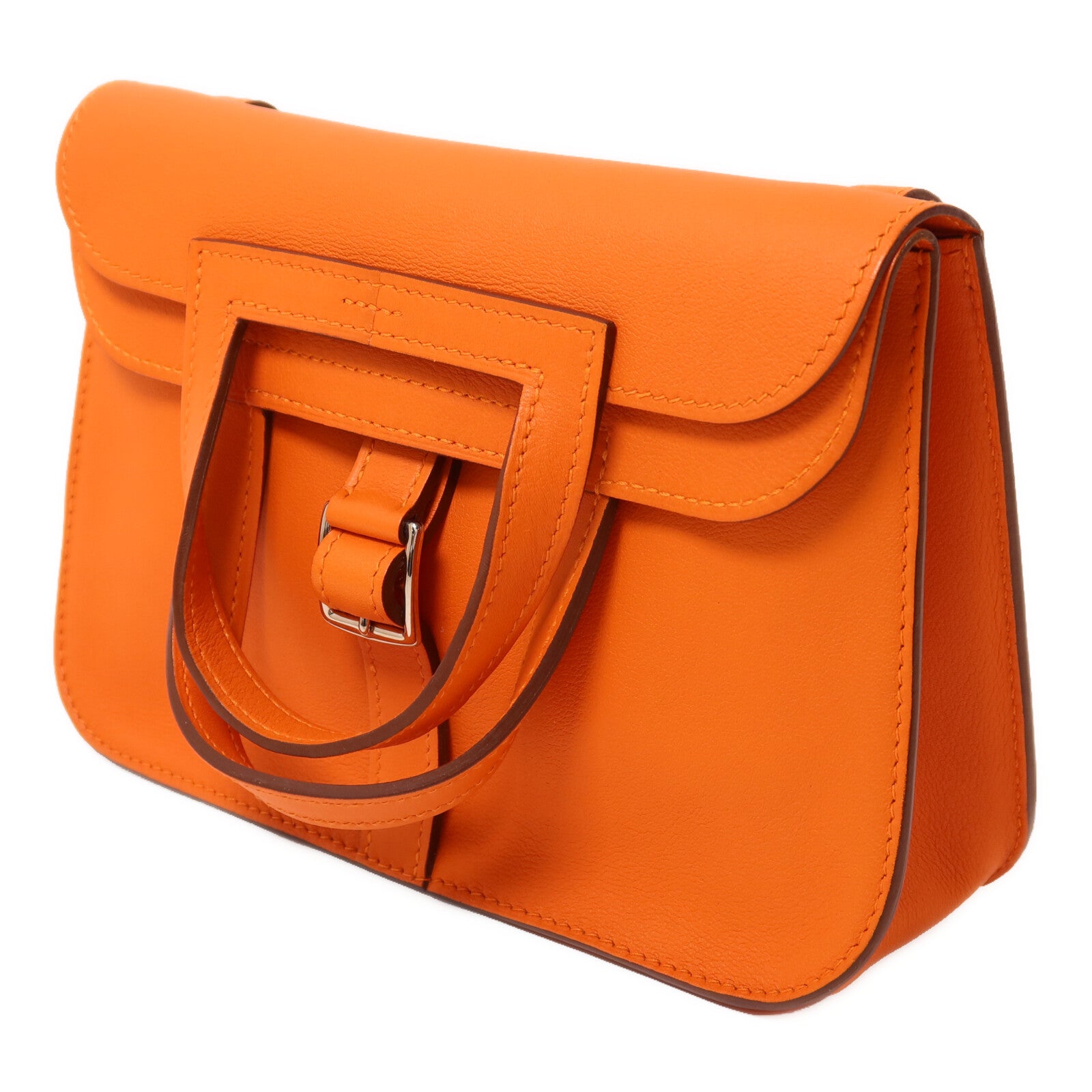 HERMES Swift皮革Mini Halzan手挽肩背兩用袋Orange