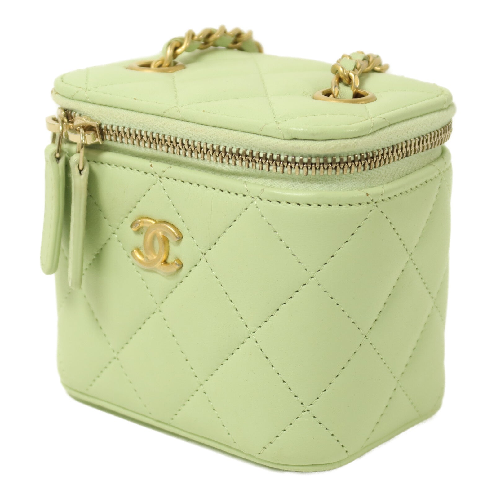 CHANEL 羊皮皮革Vanity Case Gold Ball鏈帶肩背袋