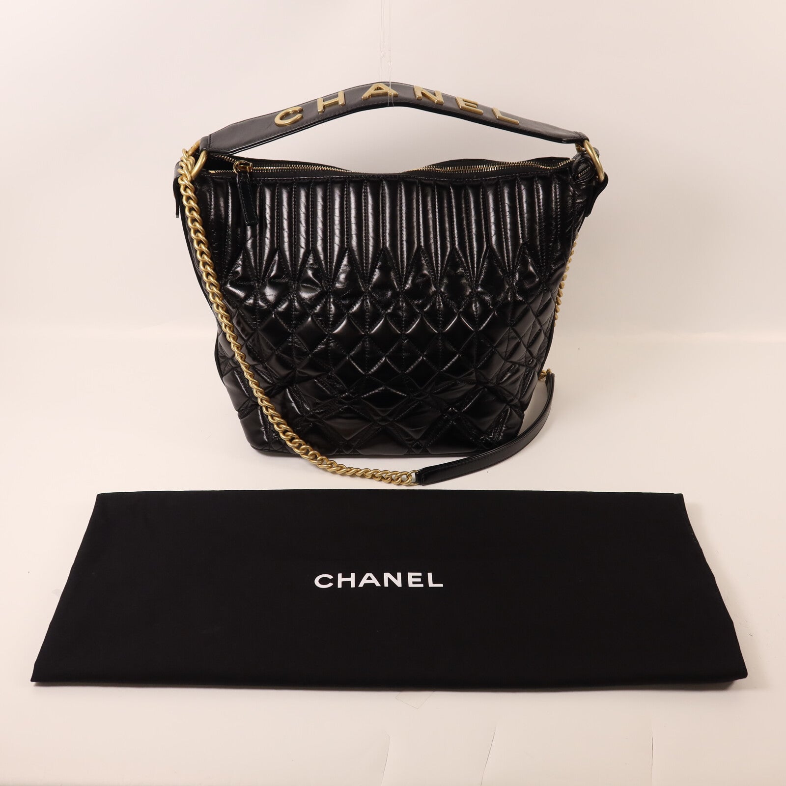 CHANEL 牛皮皮革Chain Shoulder鏈帶手挽肩背兩用袋