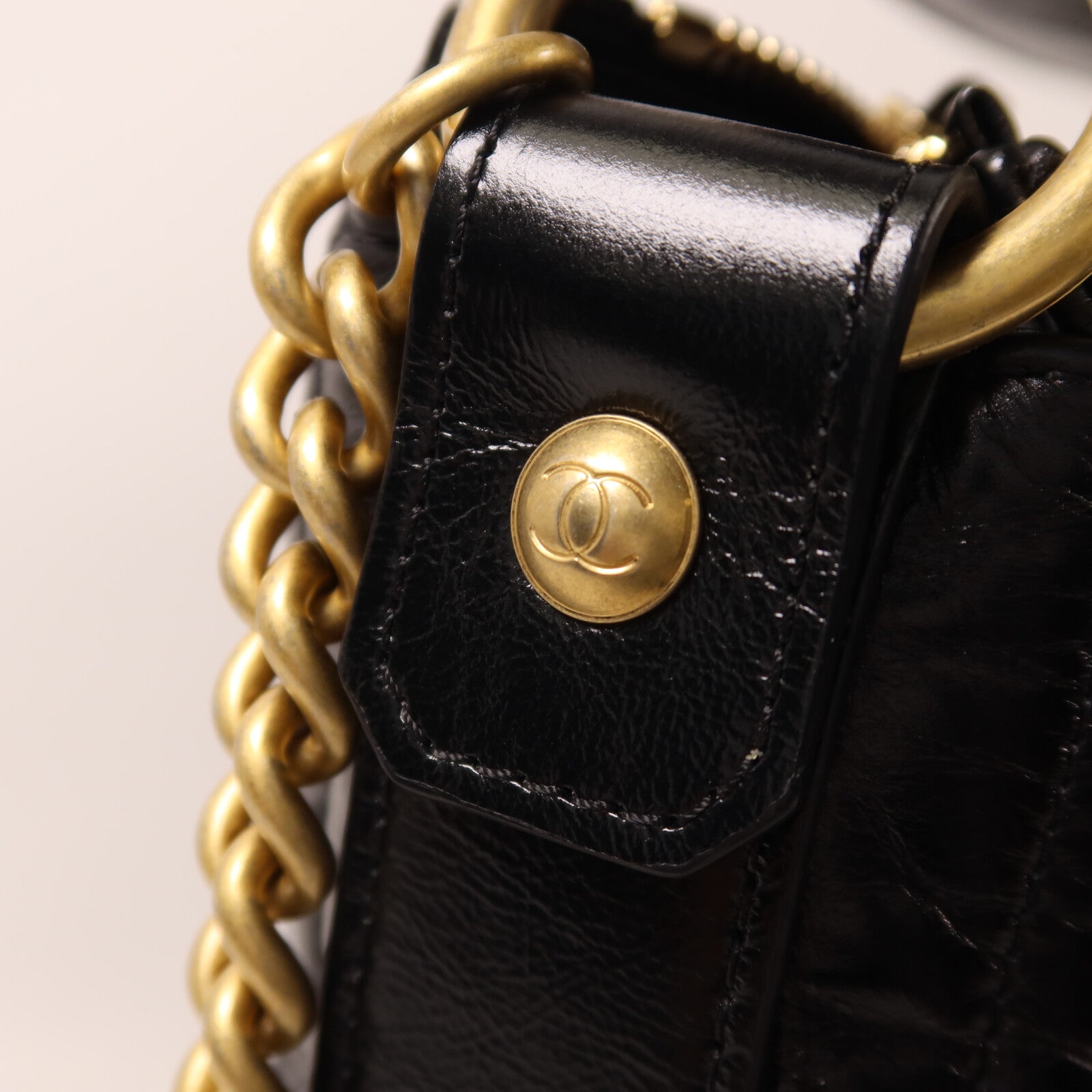 CHANEL 牛皮皮革Chain Shoulder鏈帶手挽肩背兩用袋
