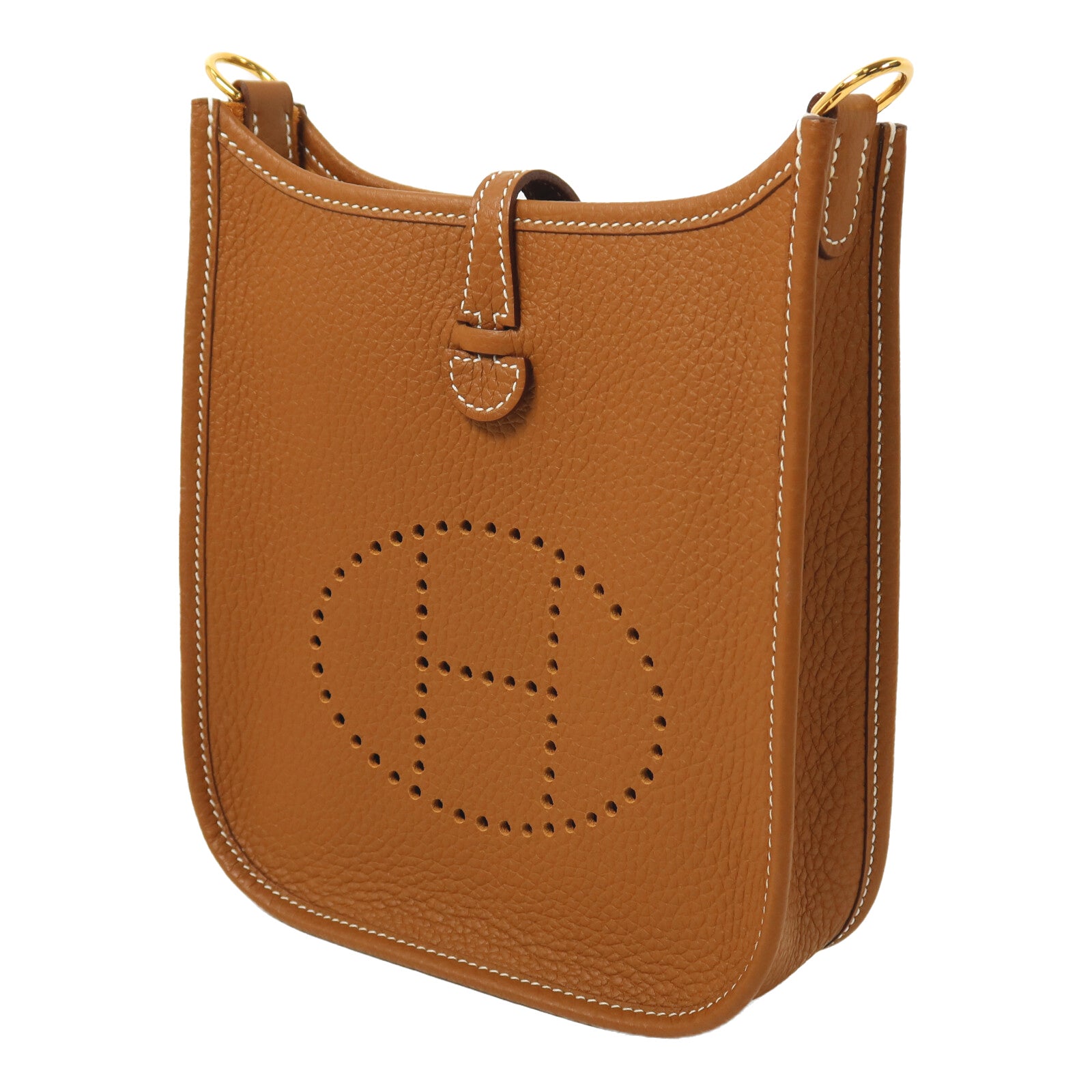 HERMES Clemence皮革Evelyne TPM肩背袋Gold