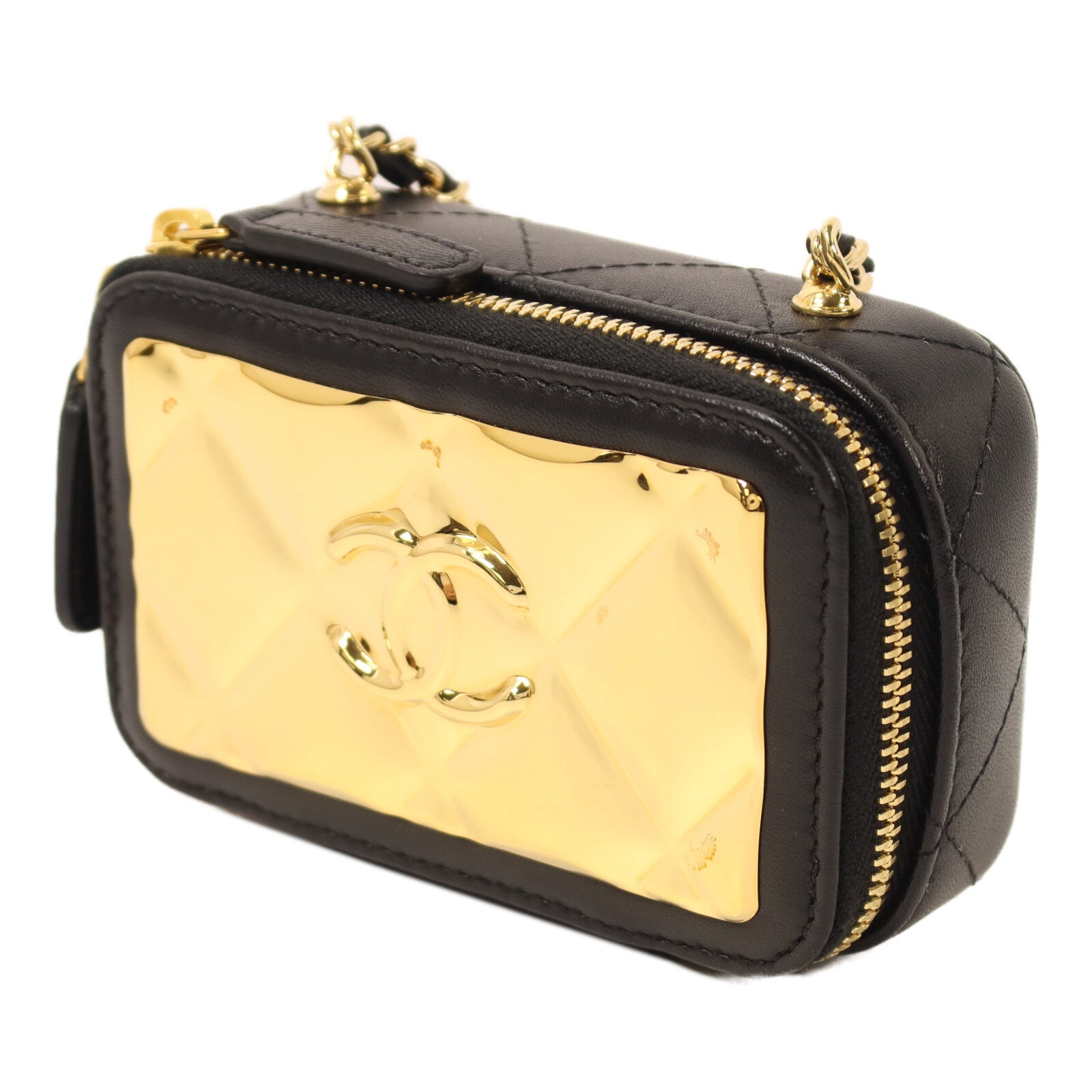 CHANEL 羊皮皮革Mini Vanity Case鏈帶肩背袋