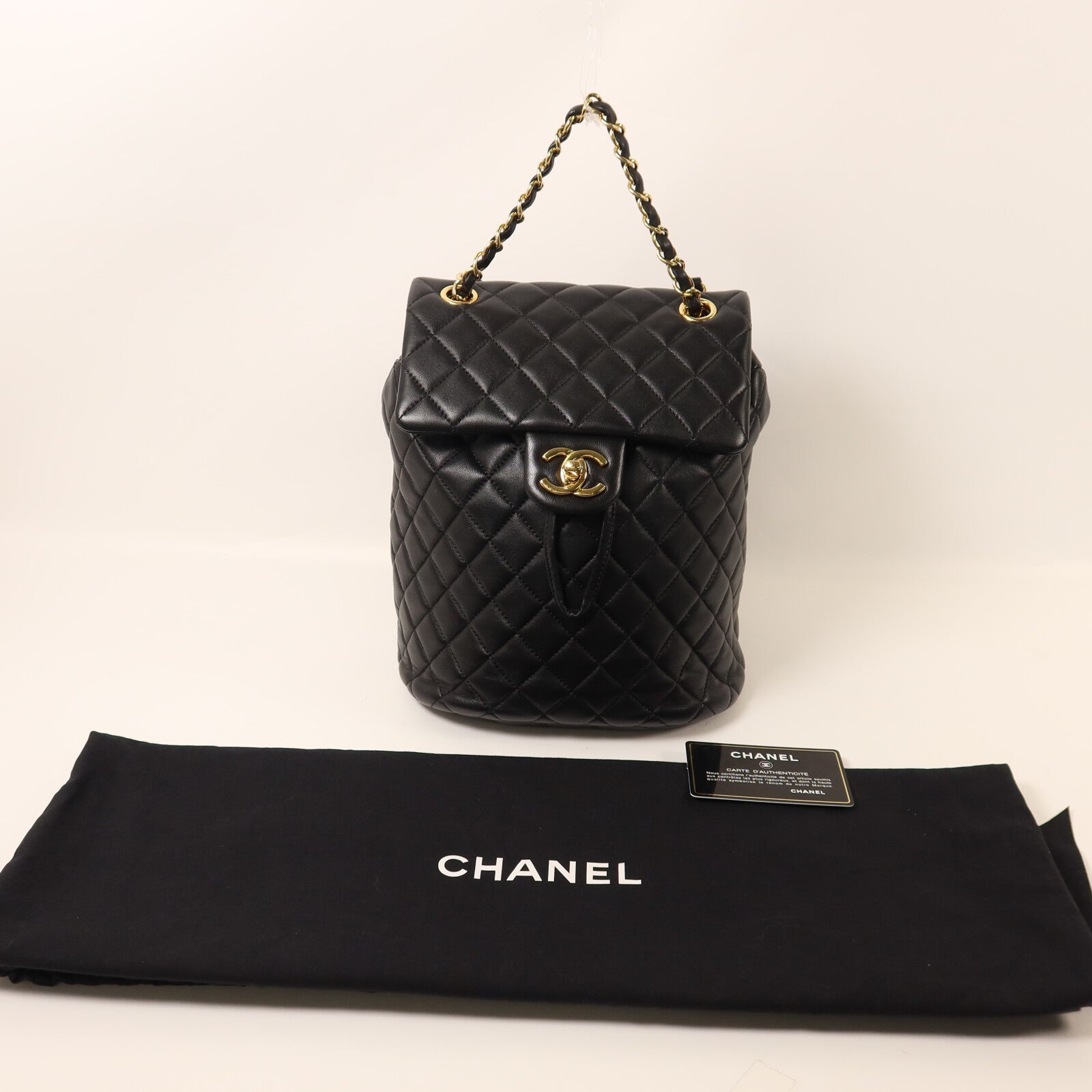 CHANEL 羊皮皮革Backpack鏈帶背包