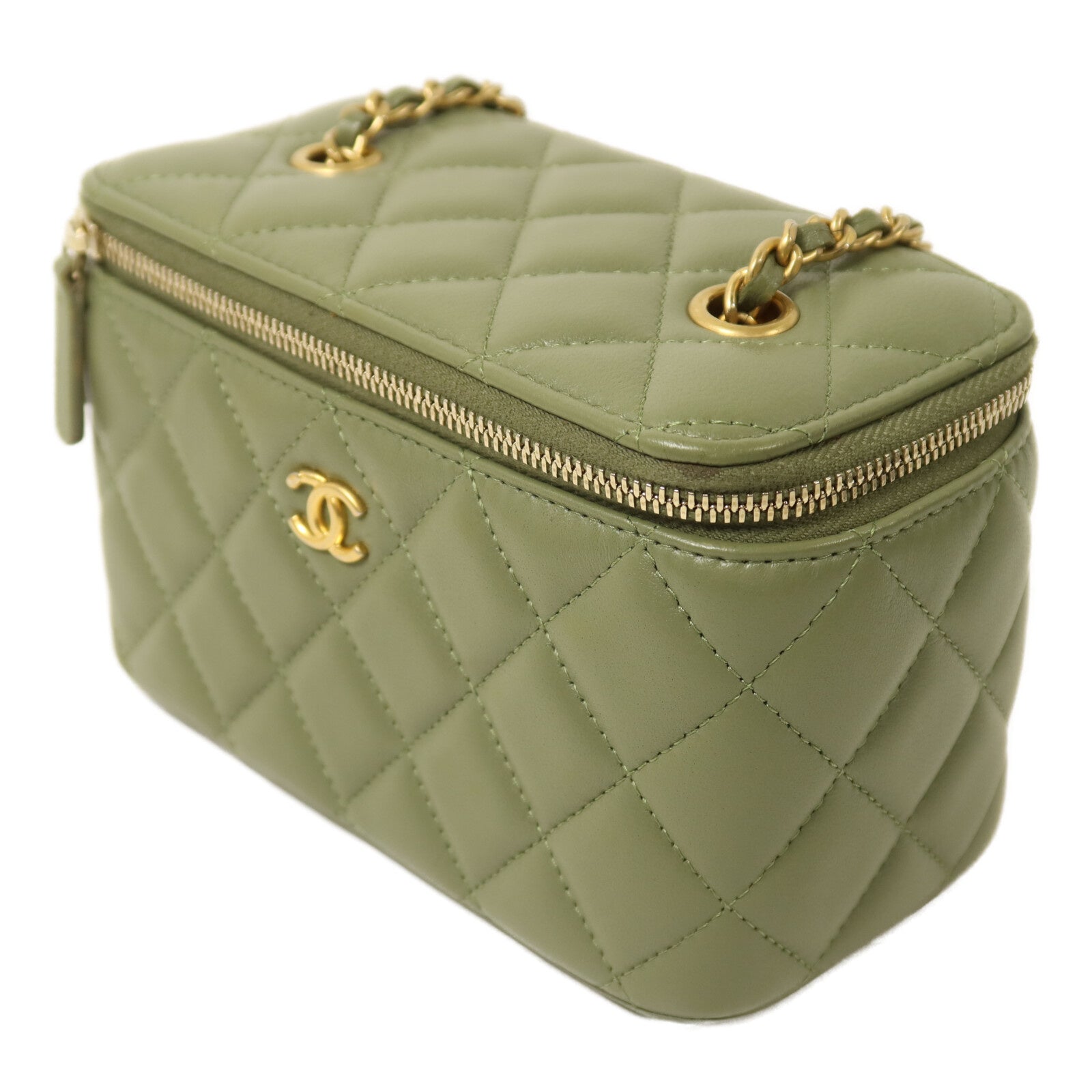CHANEL 羊皮皮革Vanity Case With Gold Ball鏈帶肩背袋