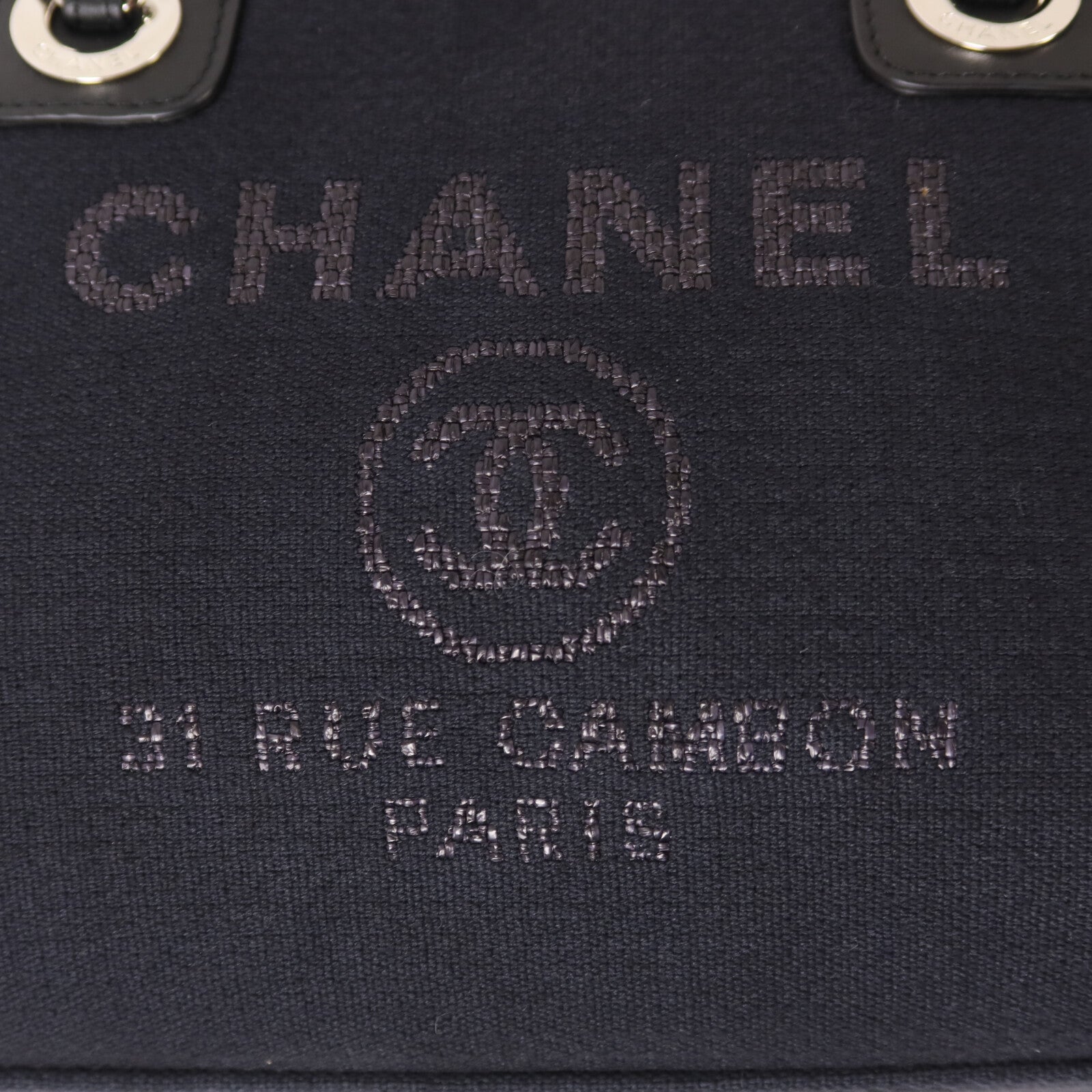 CHANEL 帆布Deauville Bowling鏈帶手挽肩背兩用袋