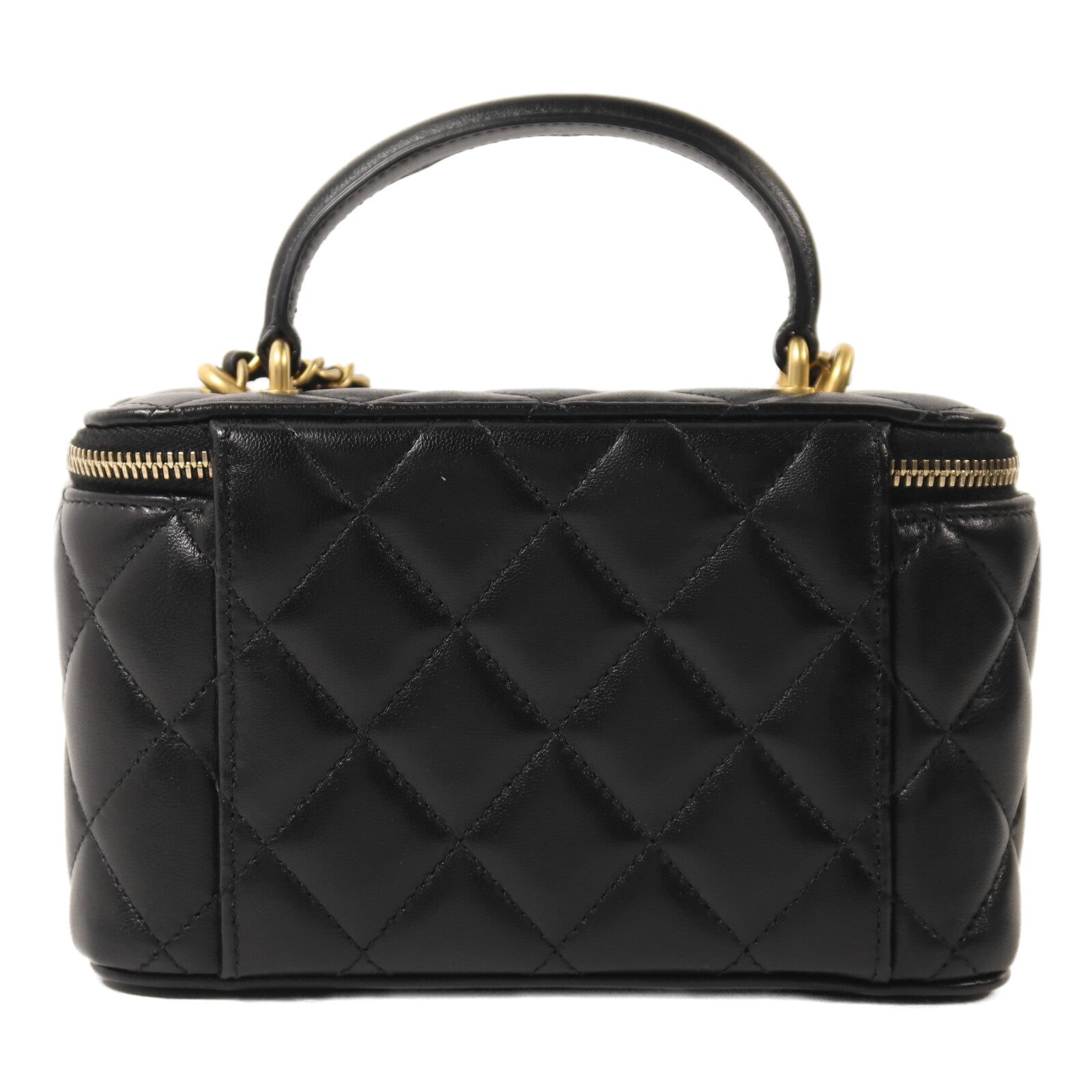 CHANEL 羊皮皮革Top Handle Vanity Case鏈帶手挽肩背兩用袋