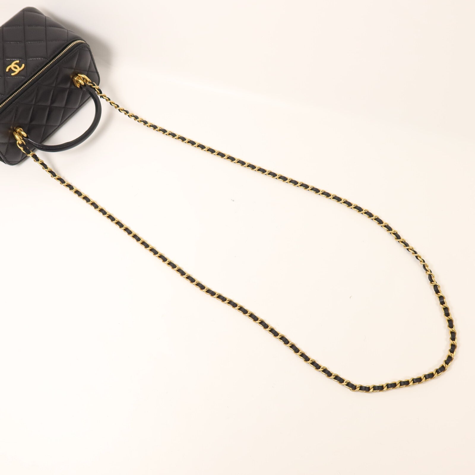 CHANEL 羊皮皮革Top Handle Vanity Case鏈帶手挽肩背兩用袋