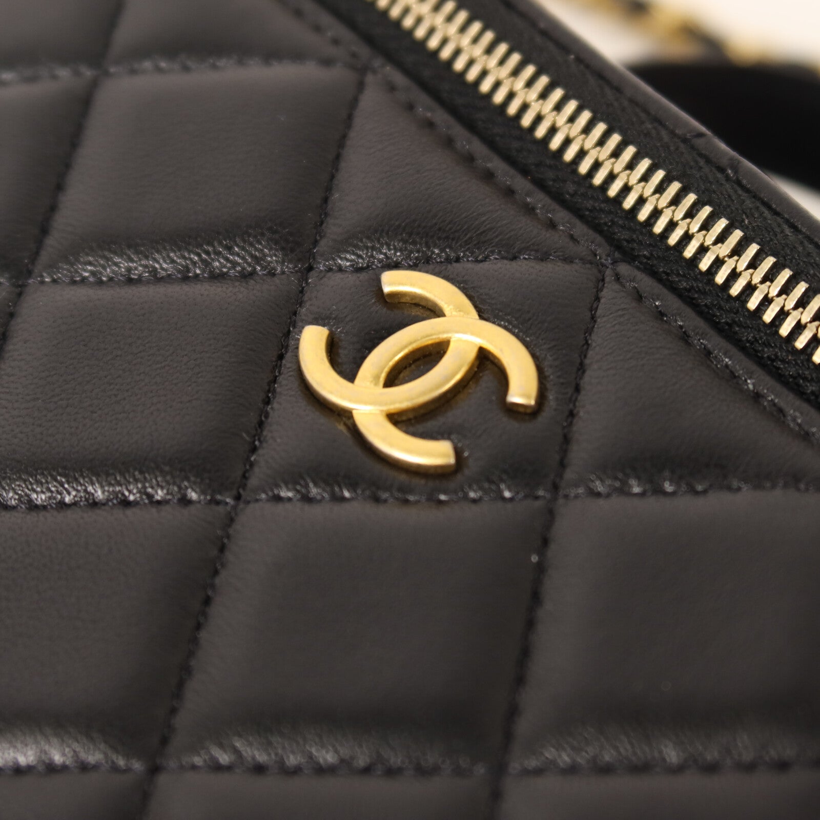 CHANEL 羊皮皮革Top Handle Vanity Case鏈帶手挽肩背兩用袋