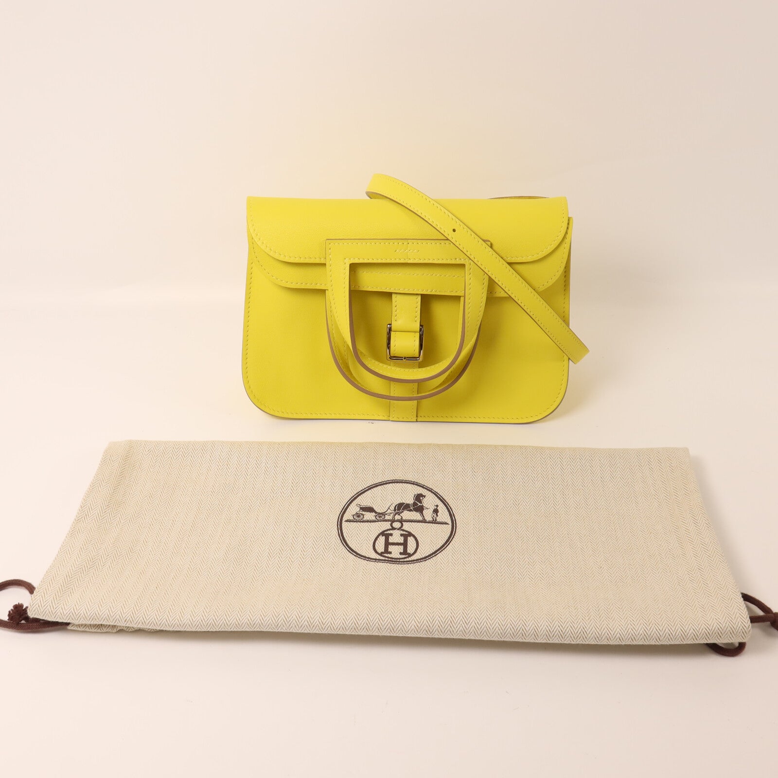 HERMES Swift皮革Mini Halzan手挽肩背兩用袋Lime