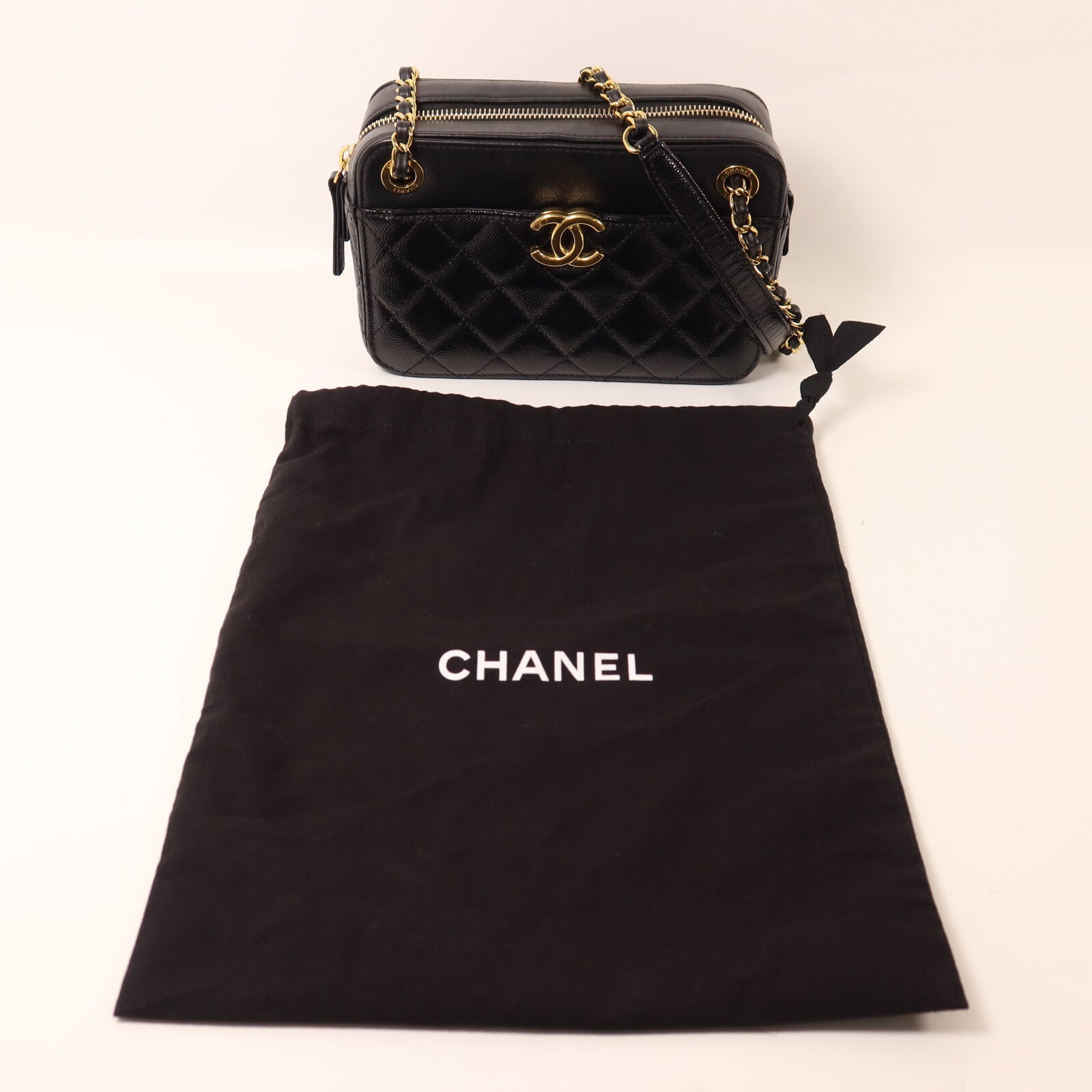 CHANEL 牛皮皮革Camera Bag鏈帶肩背袋