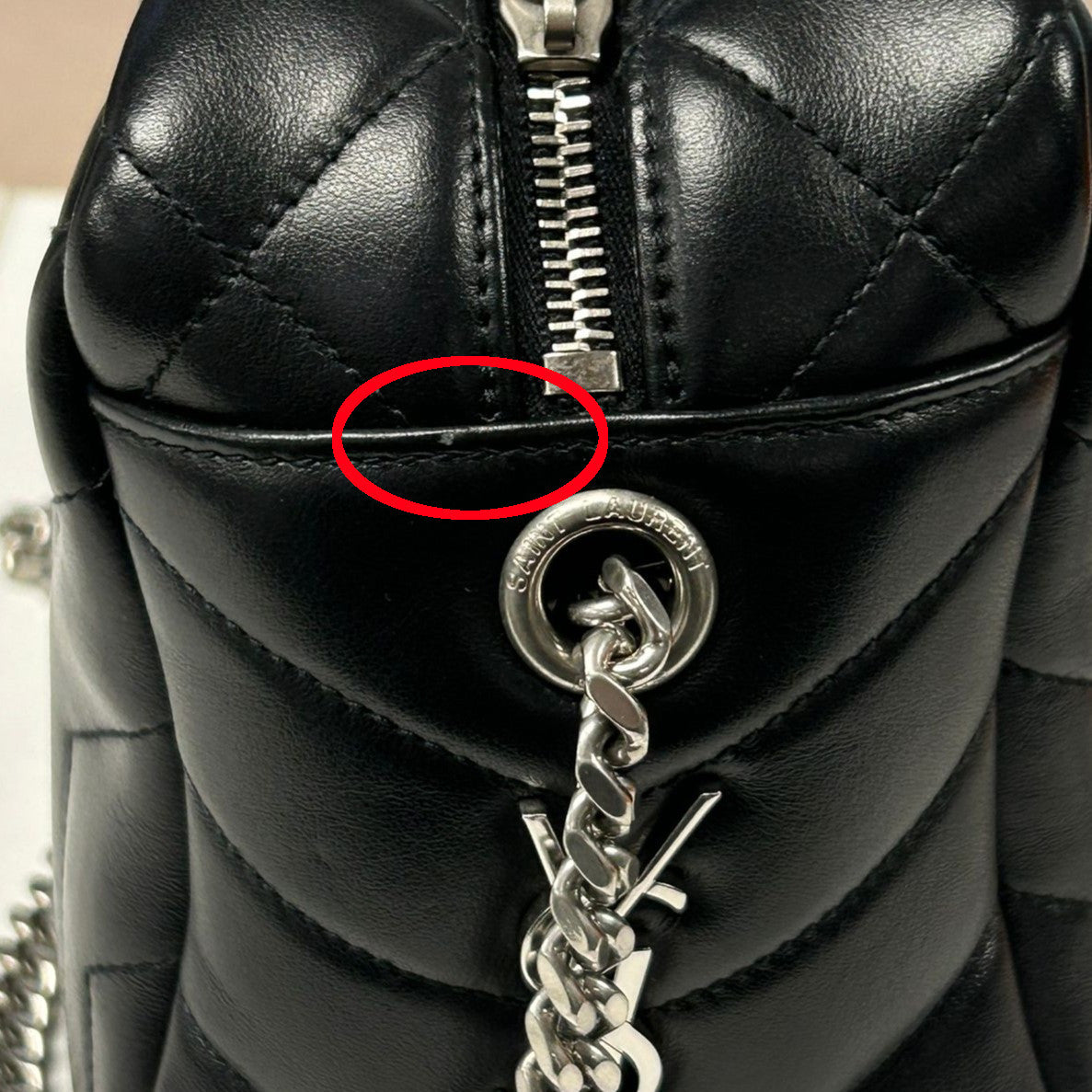 SAINT LAURENT 牛皮皮革Loulou Bag銀扣肩背袋