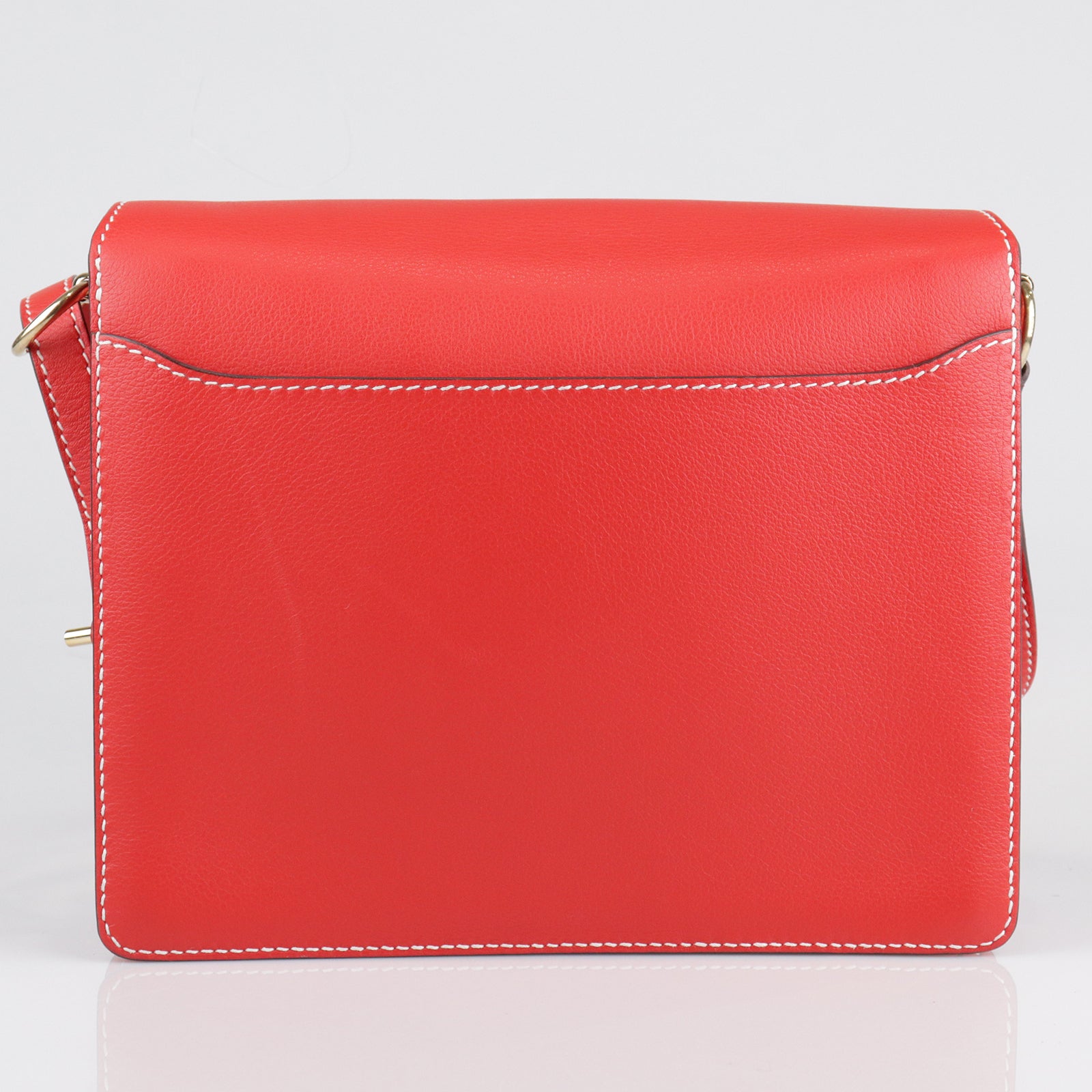 HERMES Evercolor Leather Roulis 23 Gold Buckle Shoulder Bag Red