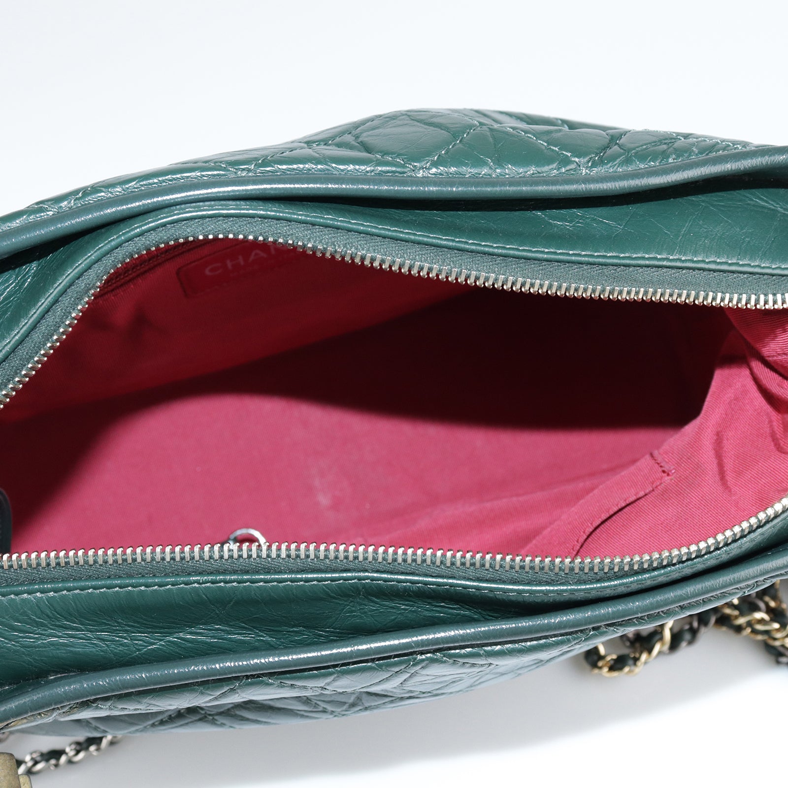 CHANEL Aged Calf Leather Gabrielle Shoulder Bag Green