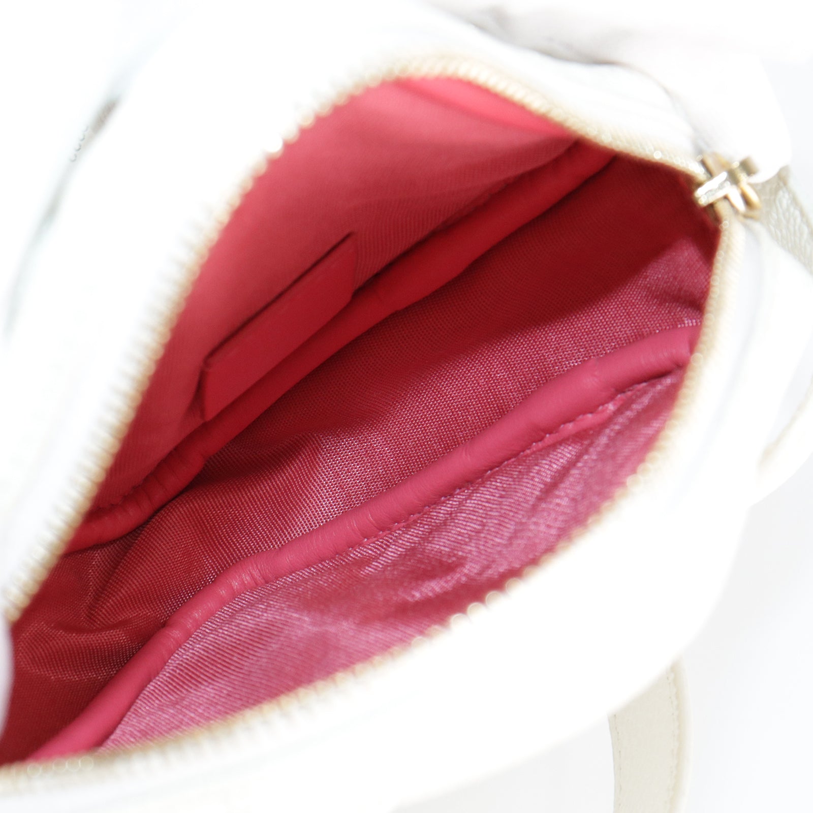 CHANEL Rhombus Caviar Leather Waist Bag Gold Buckle Waist Bag White