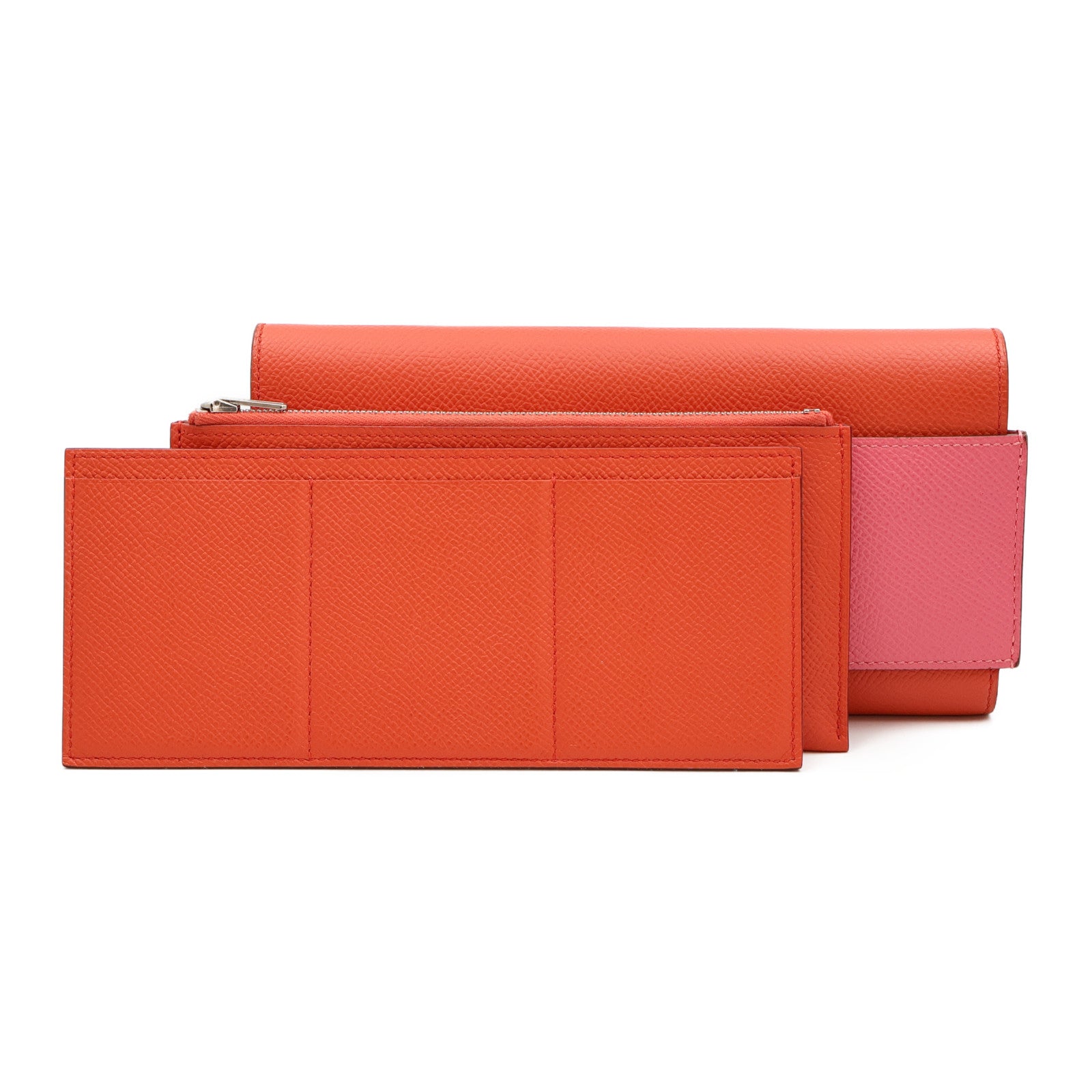 HERMES Epsom皮革Passant銀扣長錢包