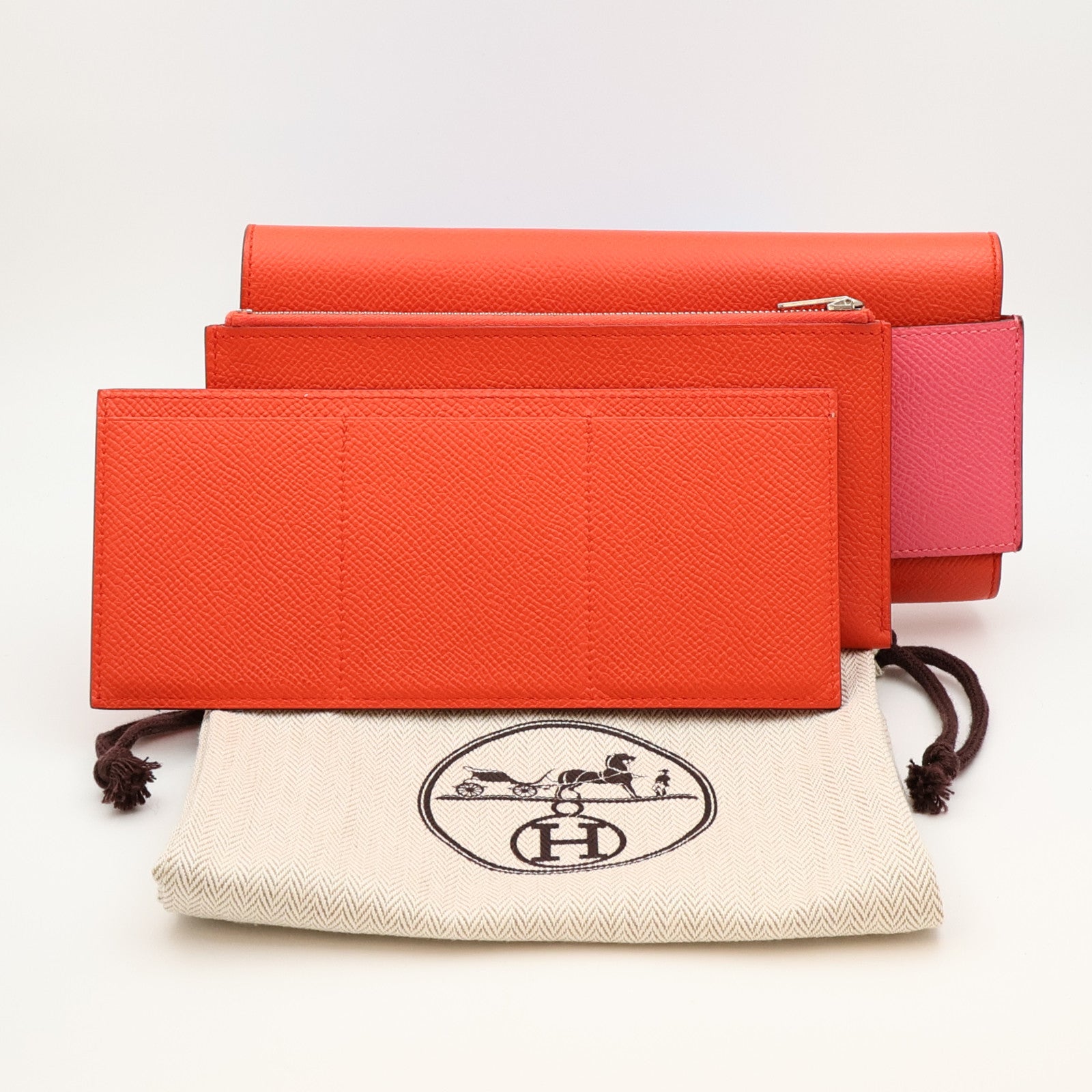 HERMES Epsom皮革Passant銀扣長錢包