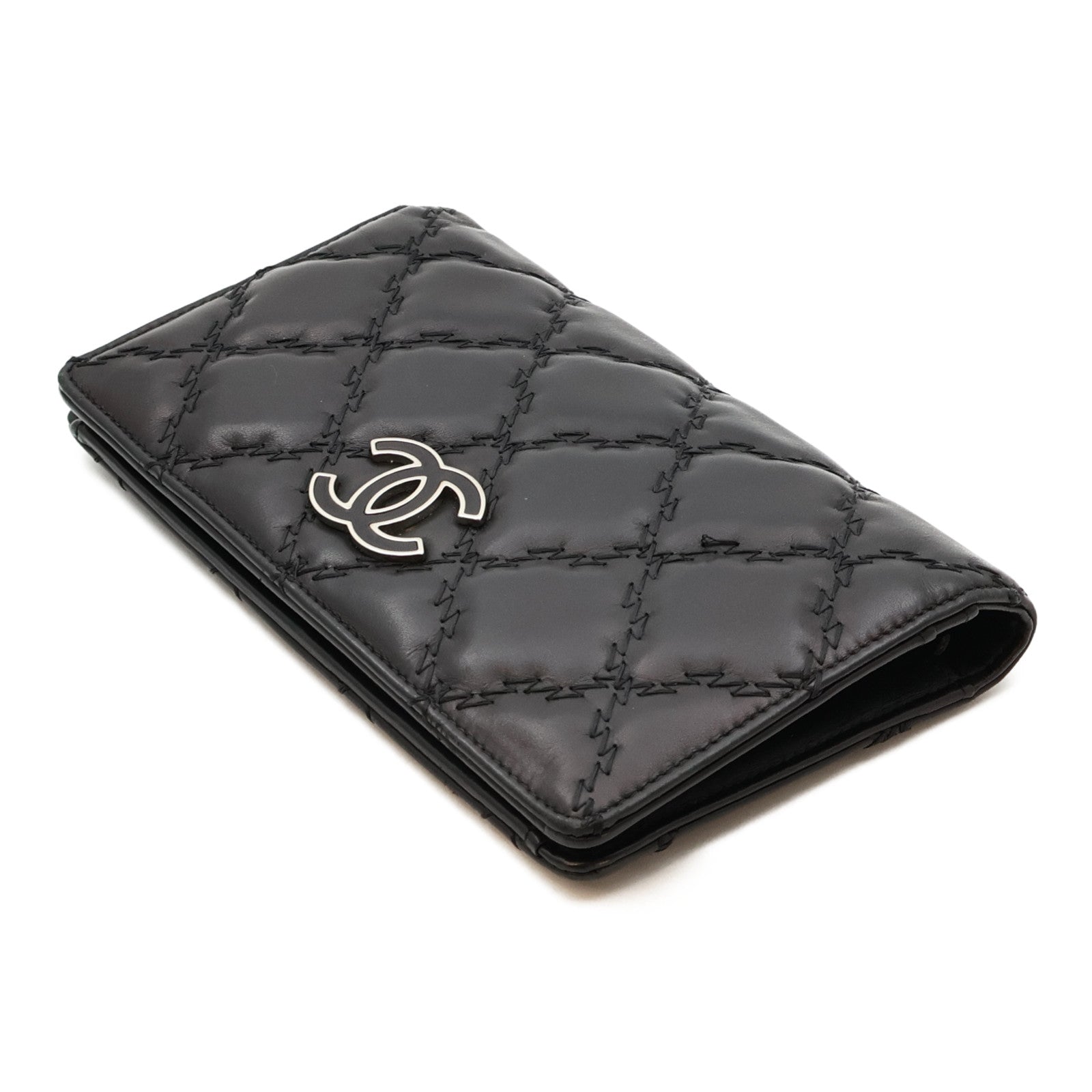 CHANEL 羊皮皮革Long Wallet銀扣長錢包