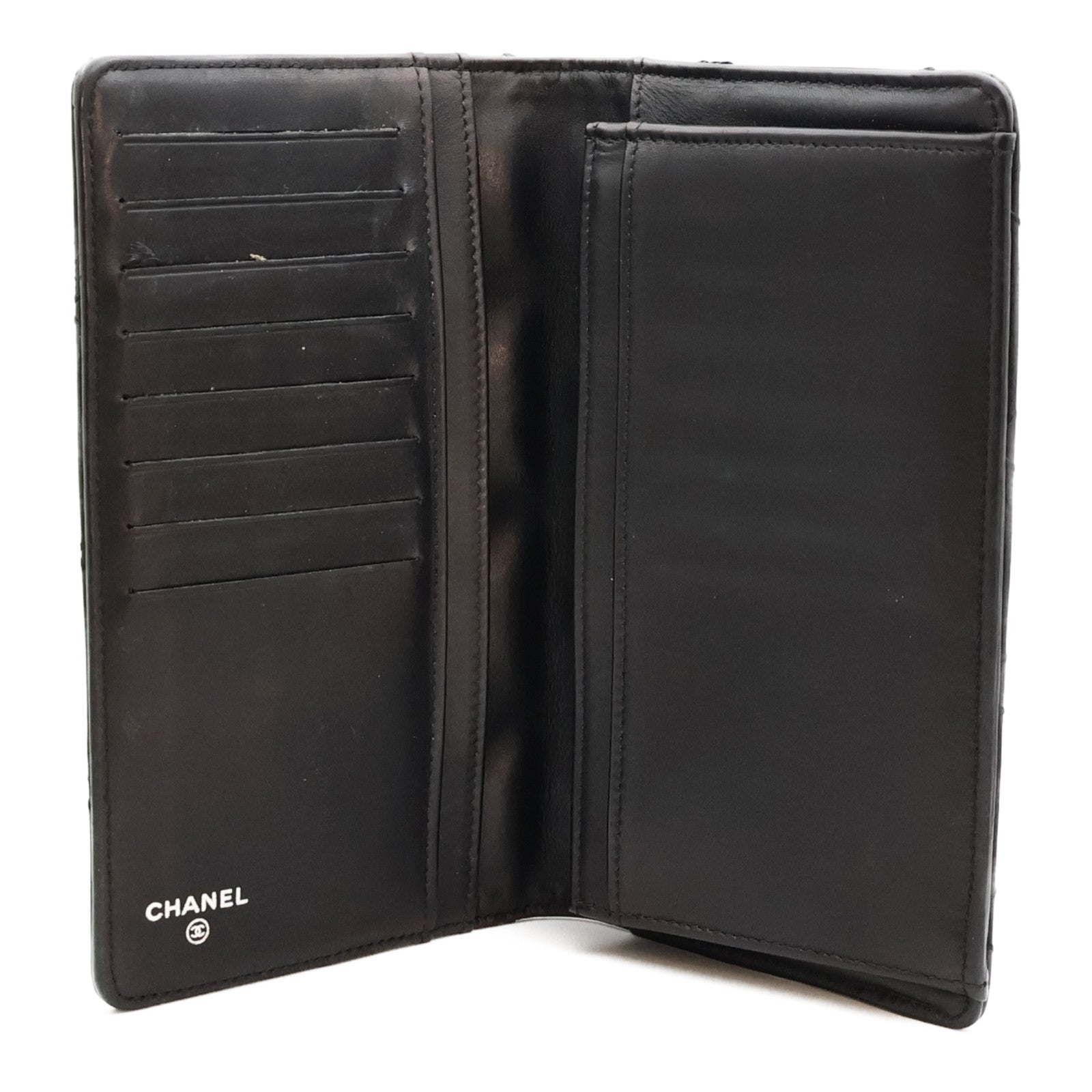 CHANEL 羊皮皮革Long Wallet銀扣長錢包