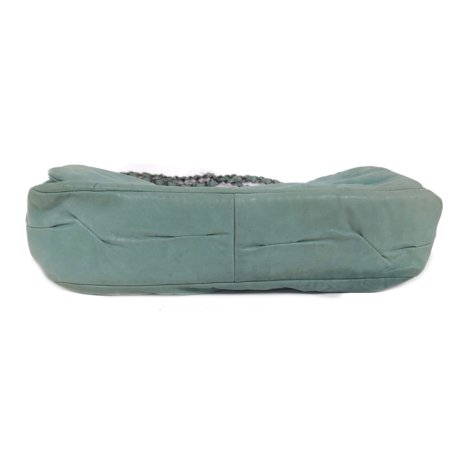 CHANEL 牛皮皮革Chain Shoulder Bag銀扣鏈帶肩背袋綠色