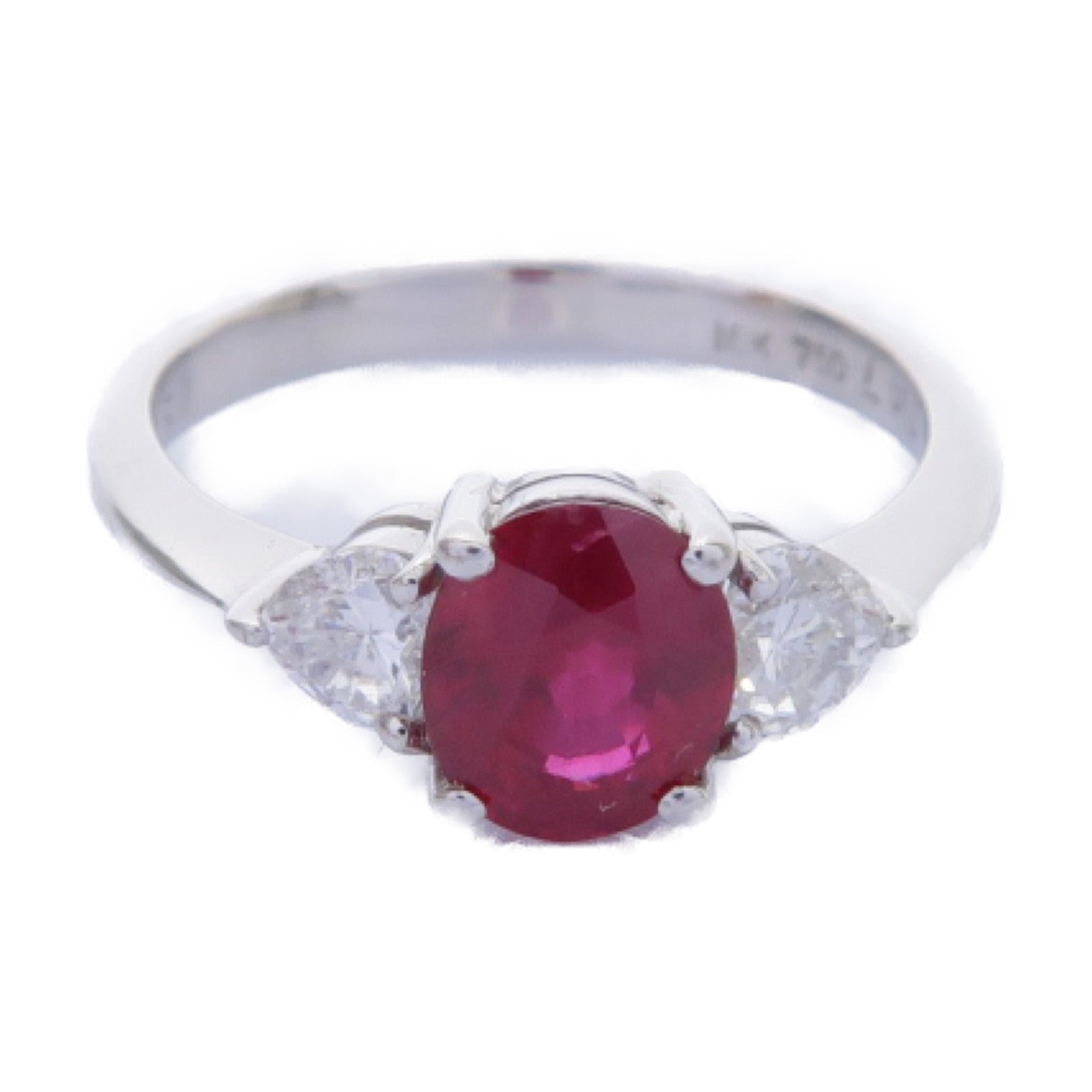 JEWELRY 18K白金Ruby/Diamond Ring 1.51ct紅寶石/0.47ct鑽石戒指US#6