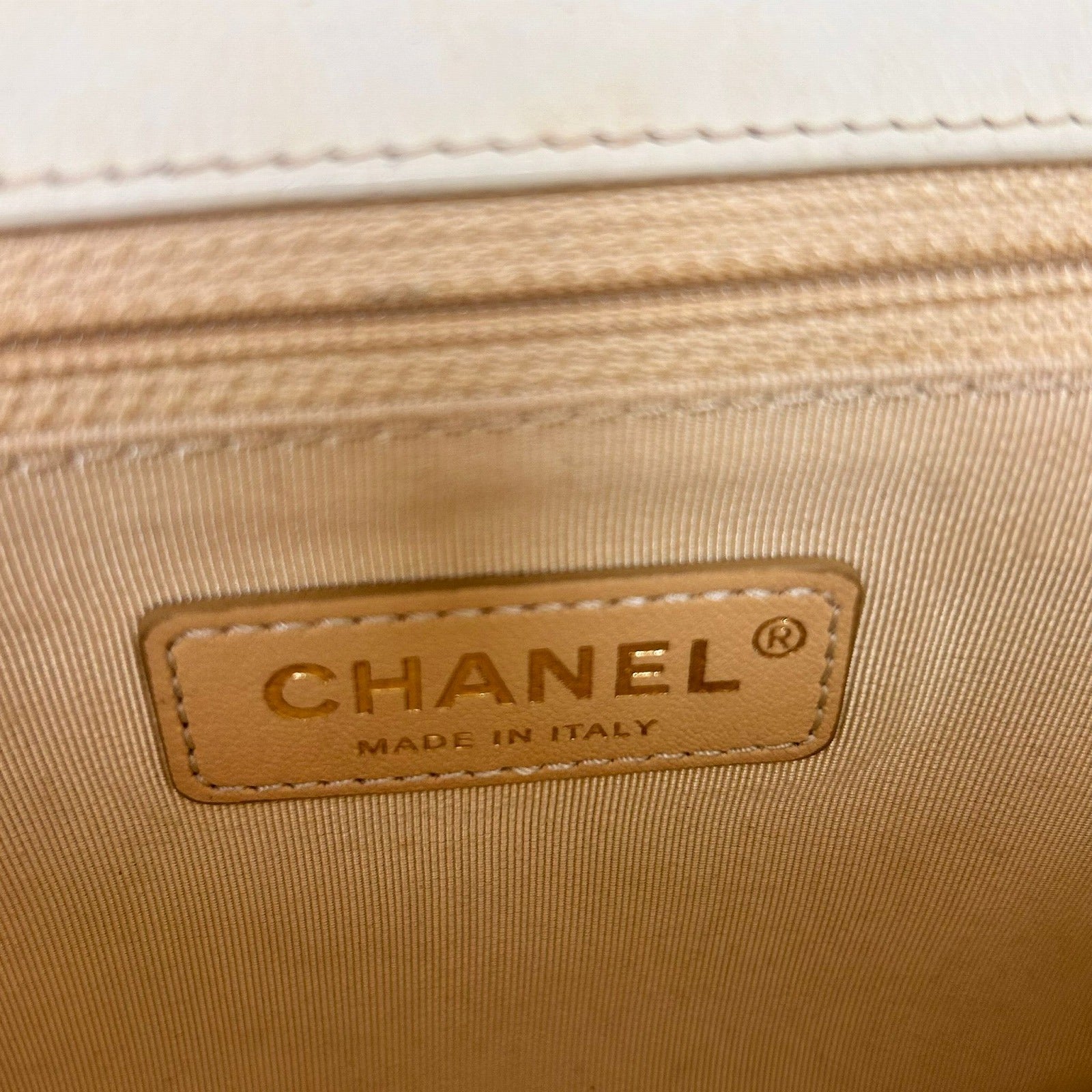 CHANEL 【激減優惠】菱格牛皮皮革2 Way Shoulder金扣手挽肩背兩用袋米色