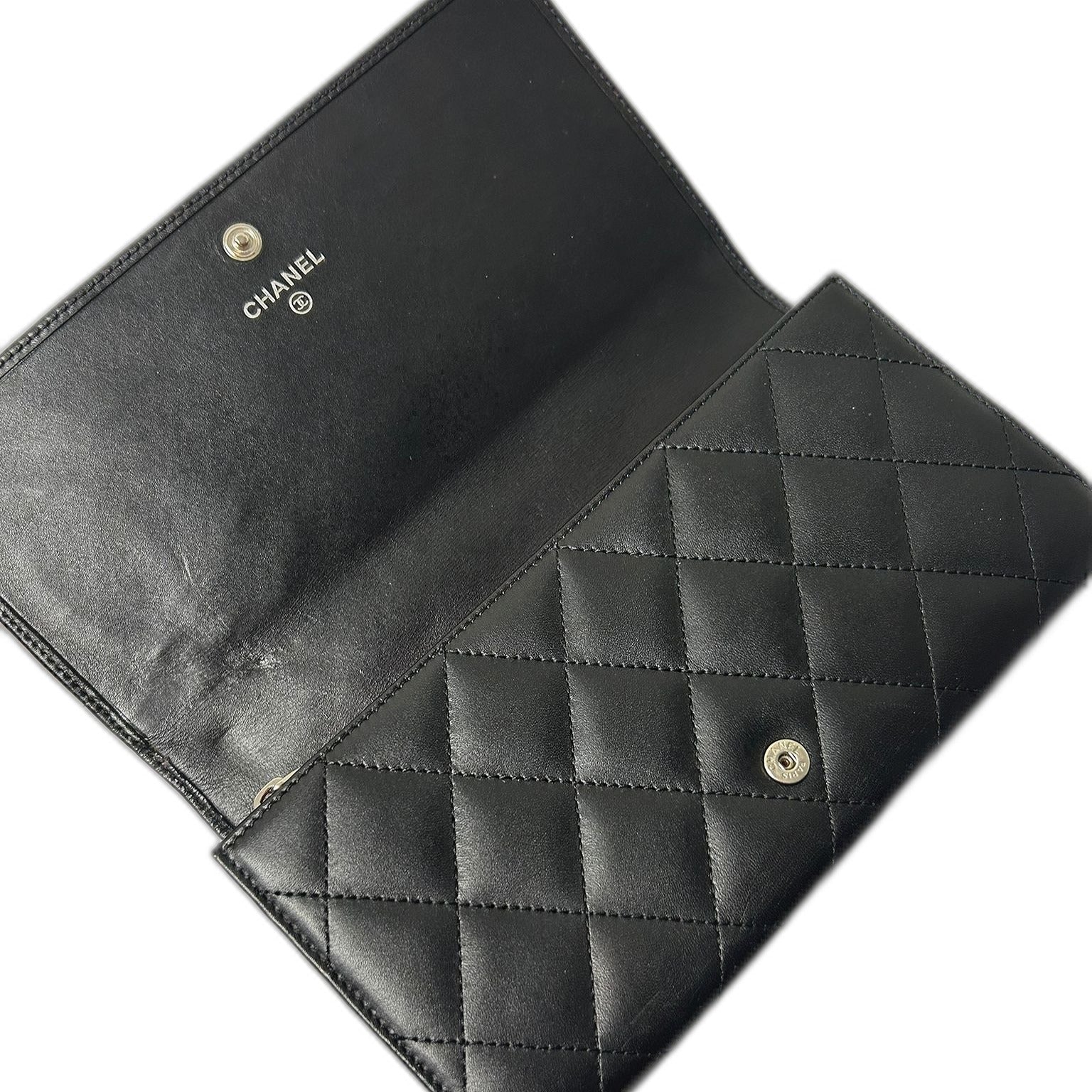 CHANEL 【激減優惠】牛皮皮革Cambon Long Wallet銀扣長錢包