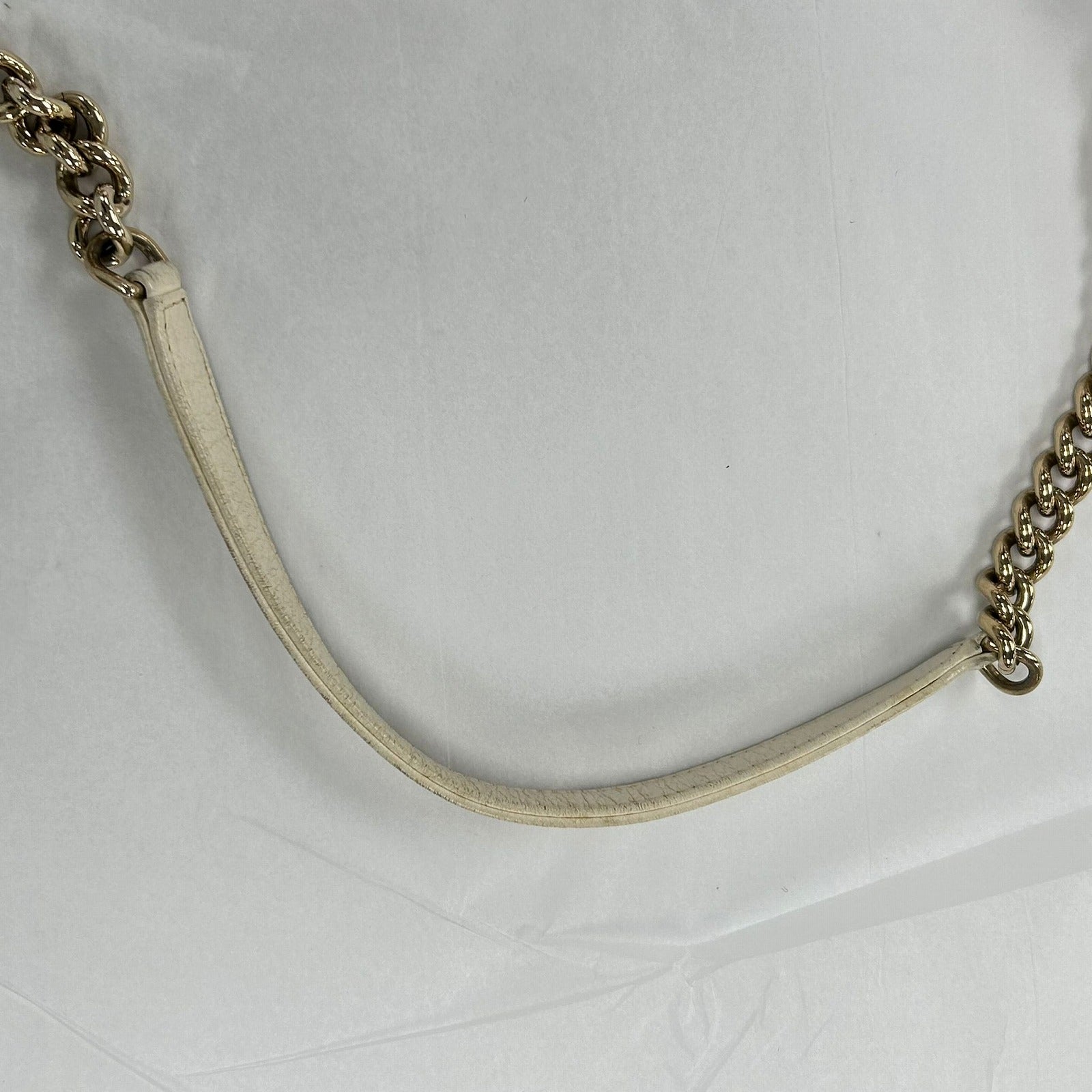 CHANEL 【激減優惠】菱格牛皮皮革2 Way Shoulder金扣手挽肩背兩用袋米色