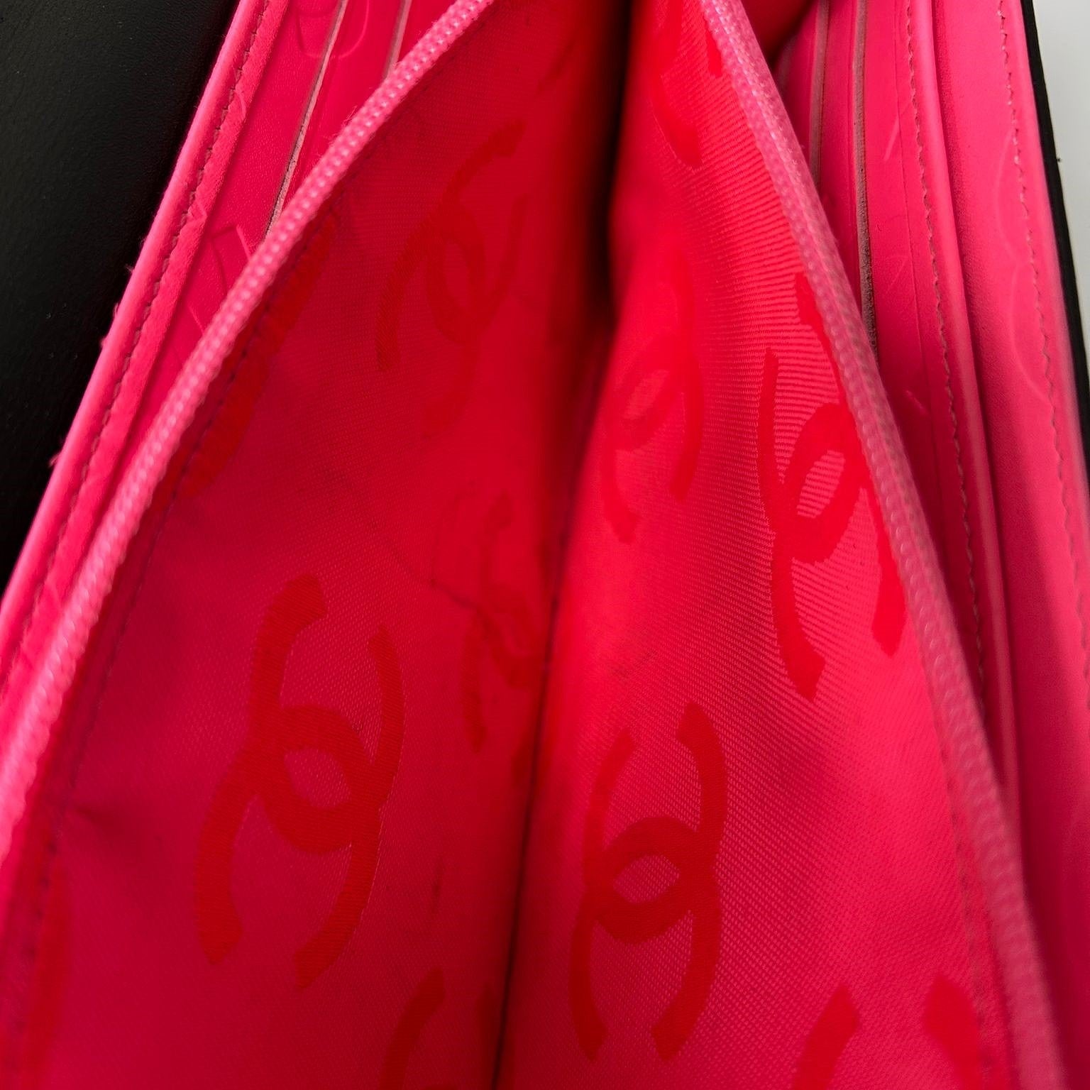 CHANEL 【激減優惠】牛皮皮革Cambon Long Wallet銀扣長錢包