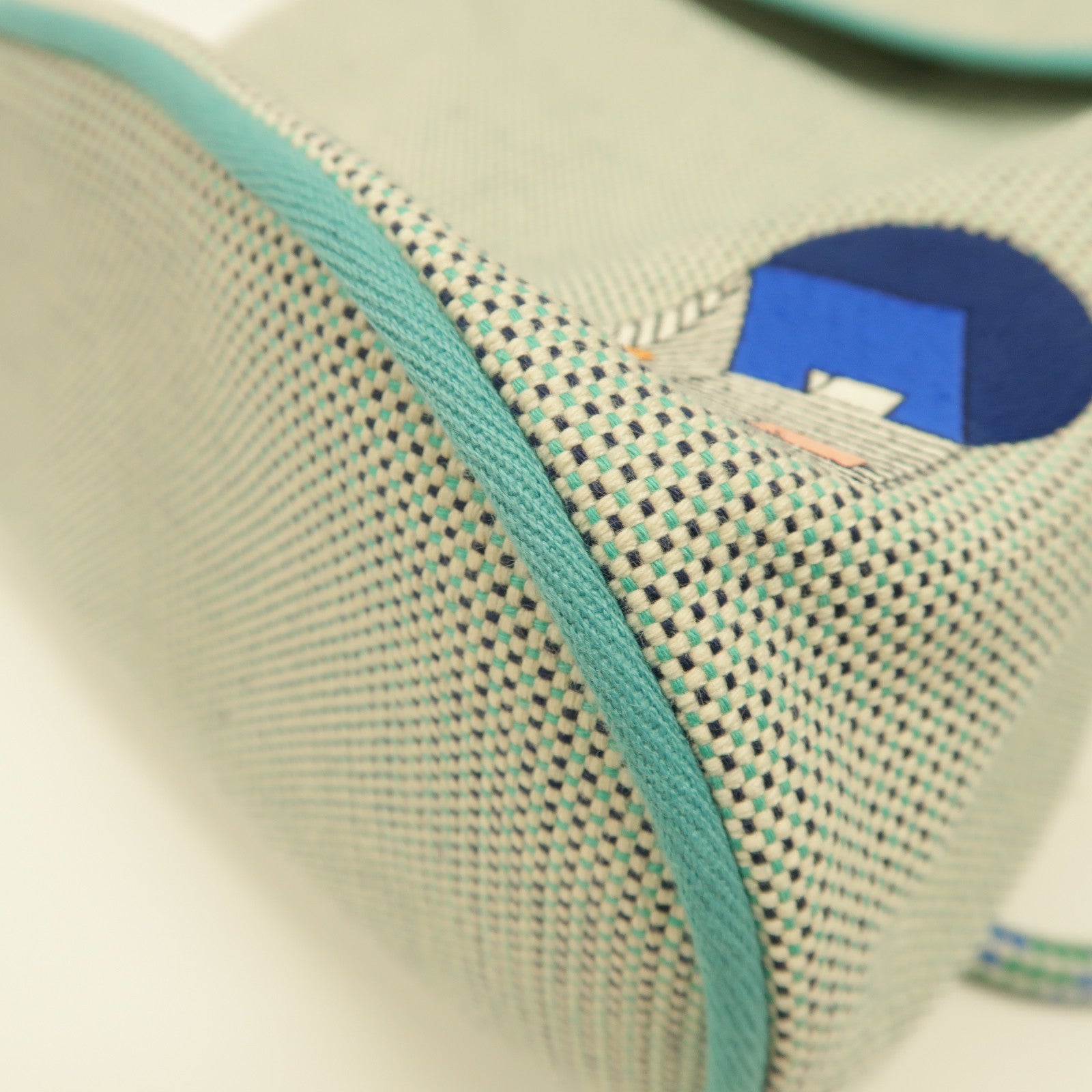 HERMES 布料Sac a dos Les Cabanes銀扣背包綠色