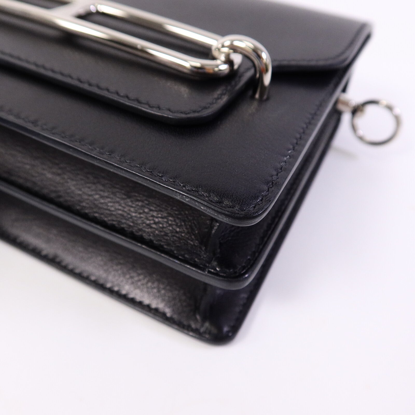 HERMES Evergrain皮革Mini Roulis肩背袋Noir