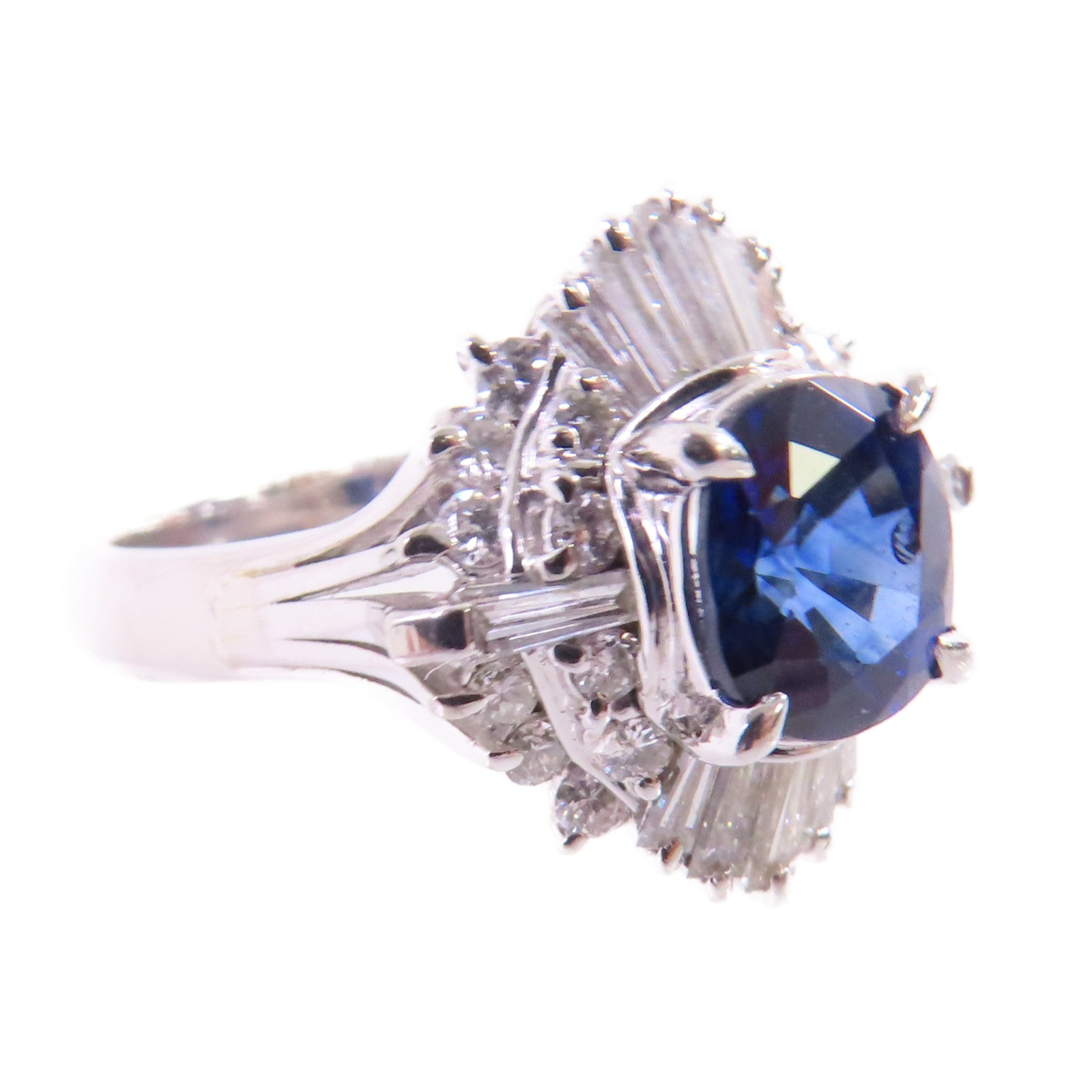 JEWELRY 1.56ct Sapphire 0.75ct Diamond Ring US#5.5 PT900 Platinum