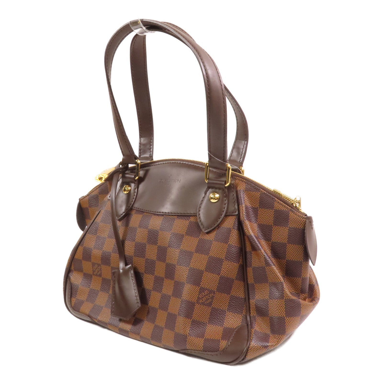 LOUIS VUITTON Damier Ebene Verona PM金扣手挽袋