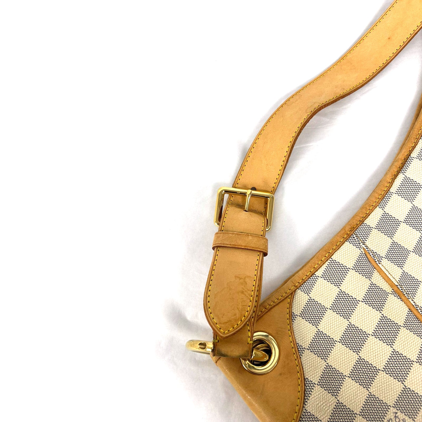 LOUIS VUITTON【激減優惠】 Damier Azur Galliera GM金扣肩背袋白色