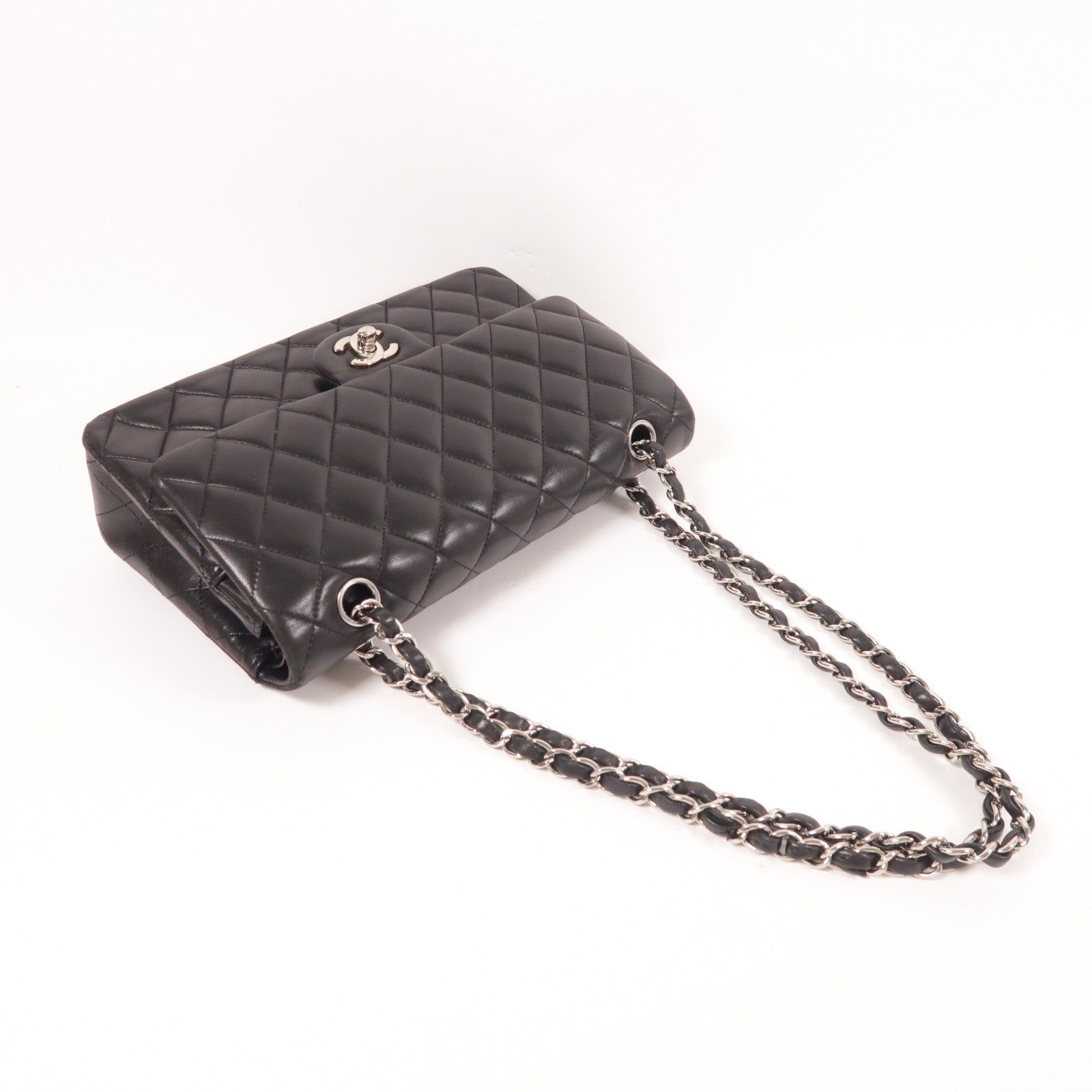 CHANEL 羊皮皮革Classic 25銀扣鏈帶肩背袋