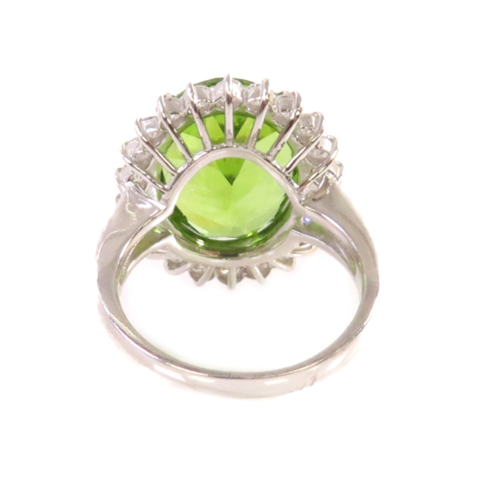 JEWELRY PT900鉑金Peridot Diamond Ring 10.389ct橄欖石/1.06ct鑚石戒指US#6