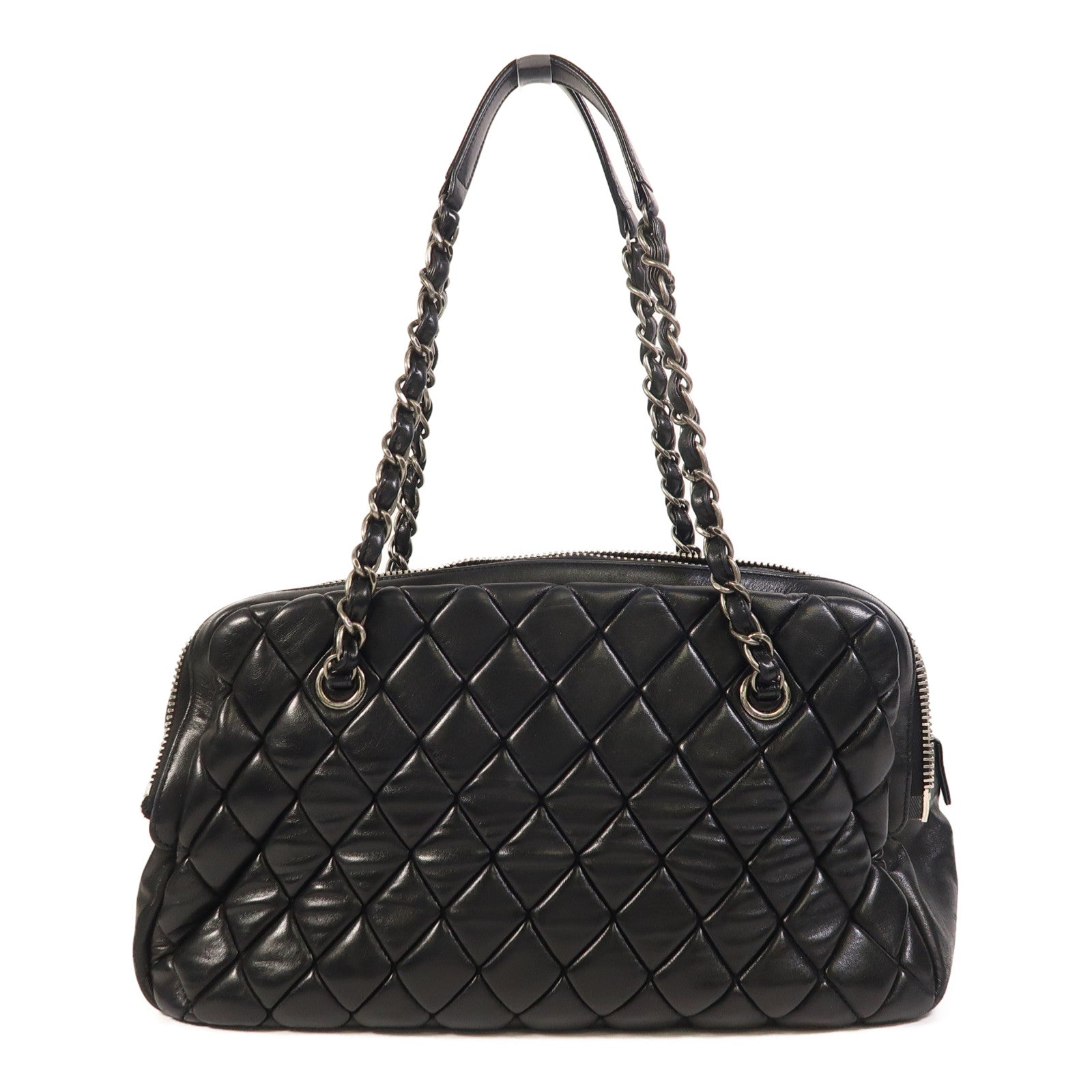 CHANEL 羊皮皮革Chain Shoulder銀扣鏈帶肩背袋