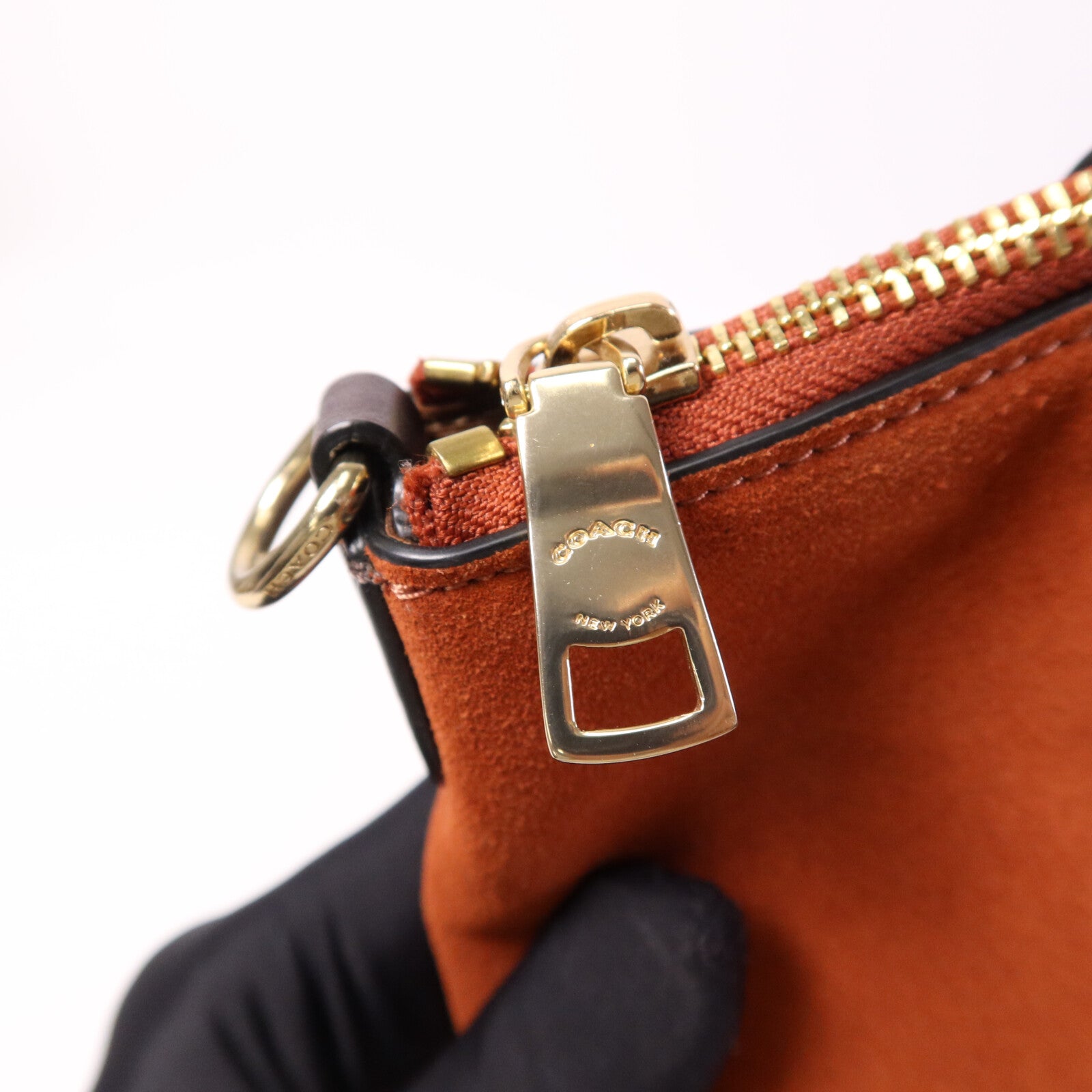COACH 塗層帆布/麂皮皮革2 Way Shoulder Bag金扣手挽肩背兩用袋