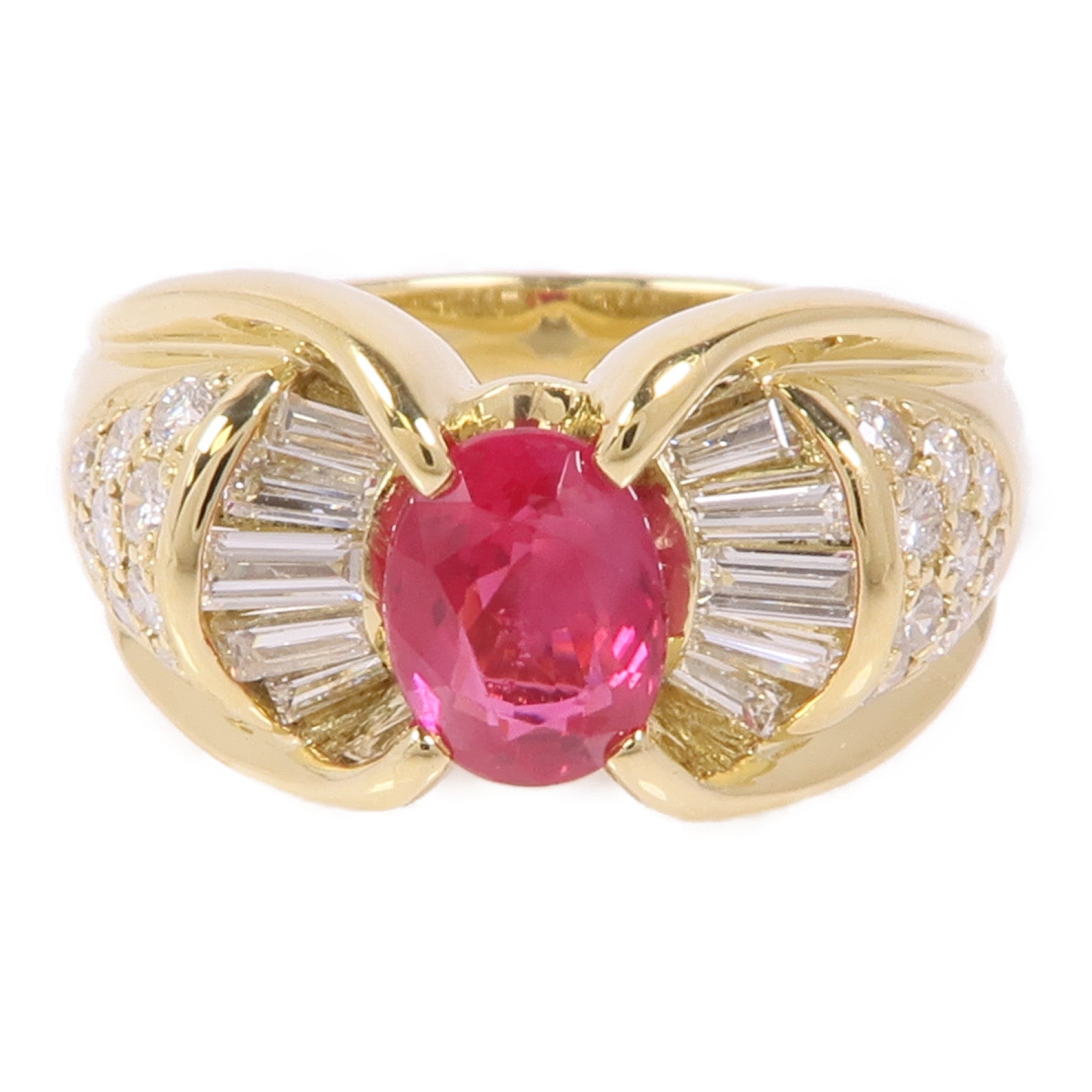 JEWELRY Ruby Diamond Ring 18K Yellow Gold US#6