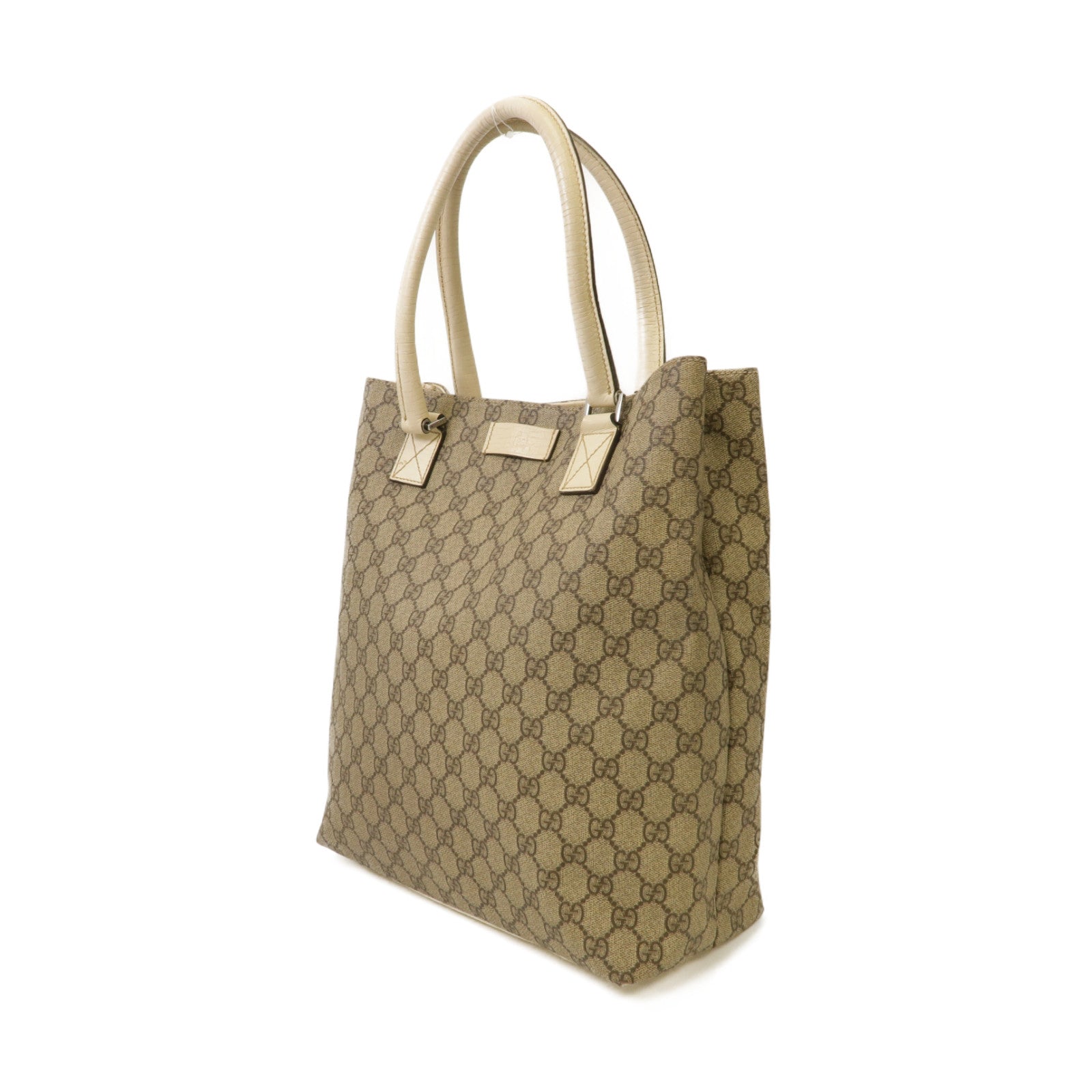 GUCCI 塗層帆布Tote Bag銀扣手挽袋米色
