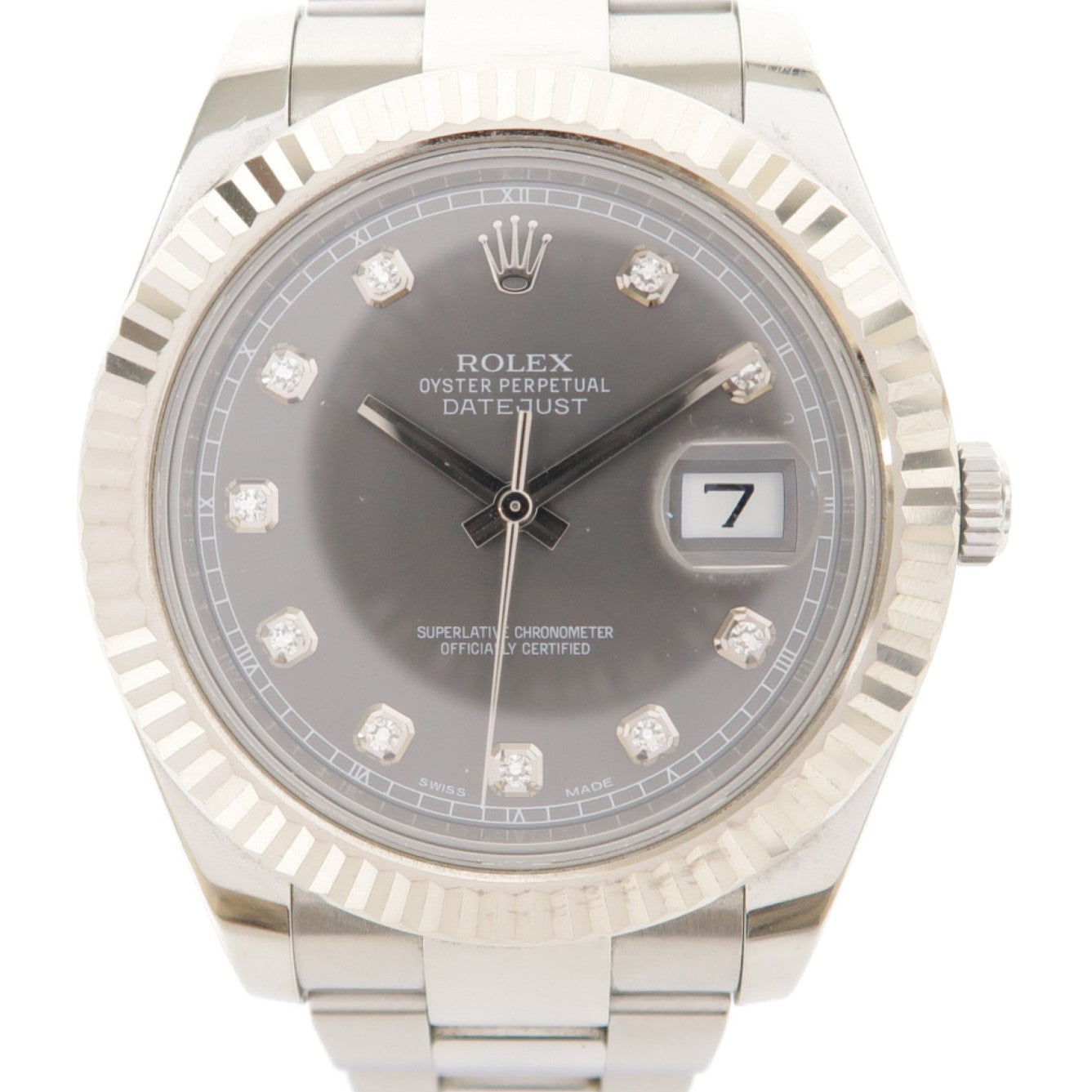 ROLEX Datejust18K白金/不鏽鋼手錶自動機芯灰色
