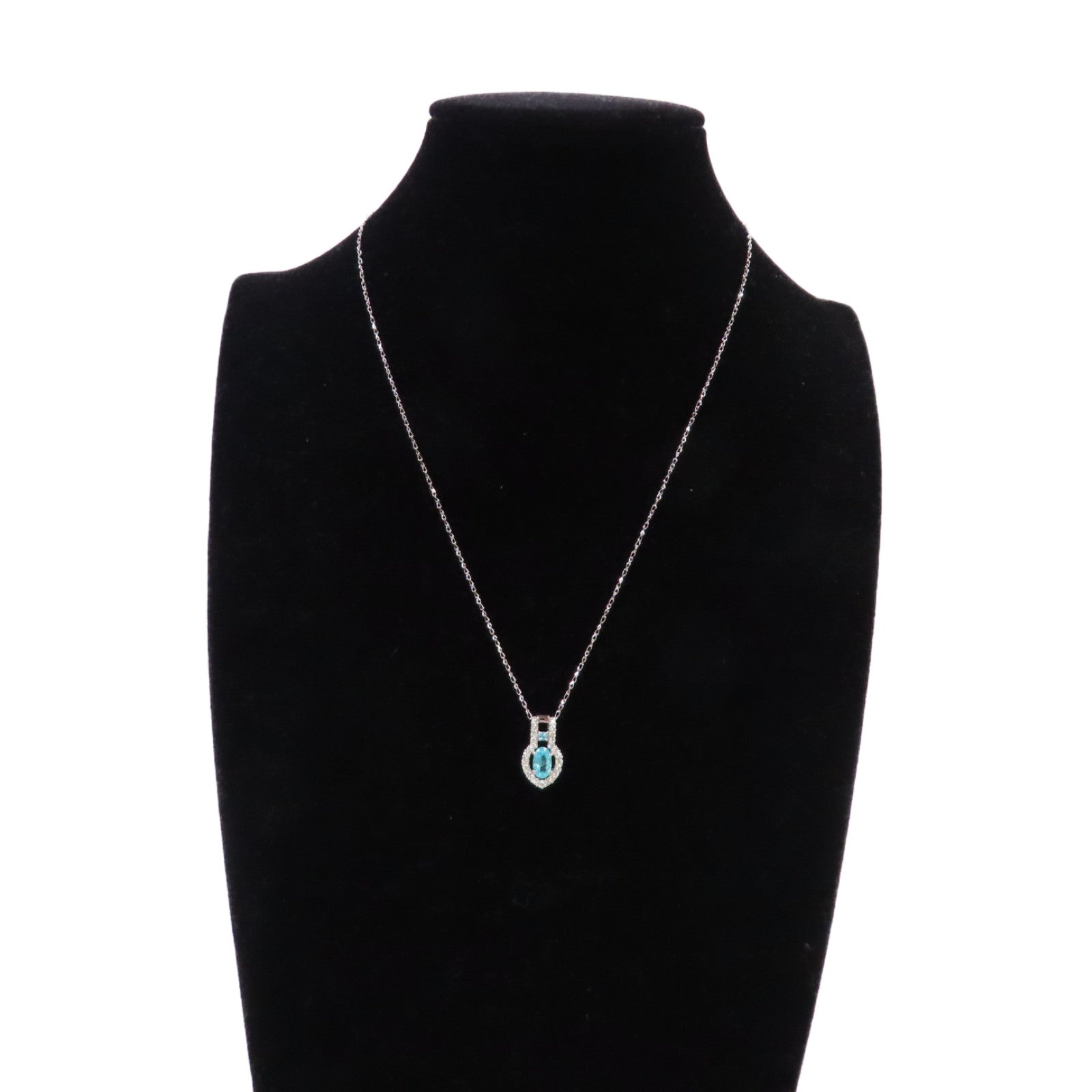 JEWELRY PT900/PT850鉑金/0.80ct碧壐/0.03/0.30ct鑽石Paraiba Tourmaline Diamond Necklace項鏈