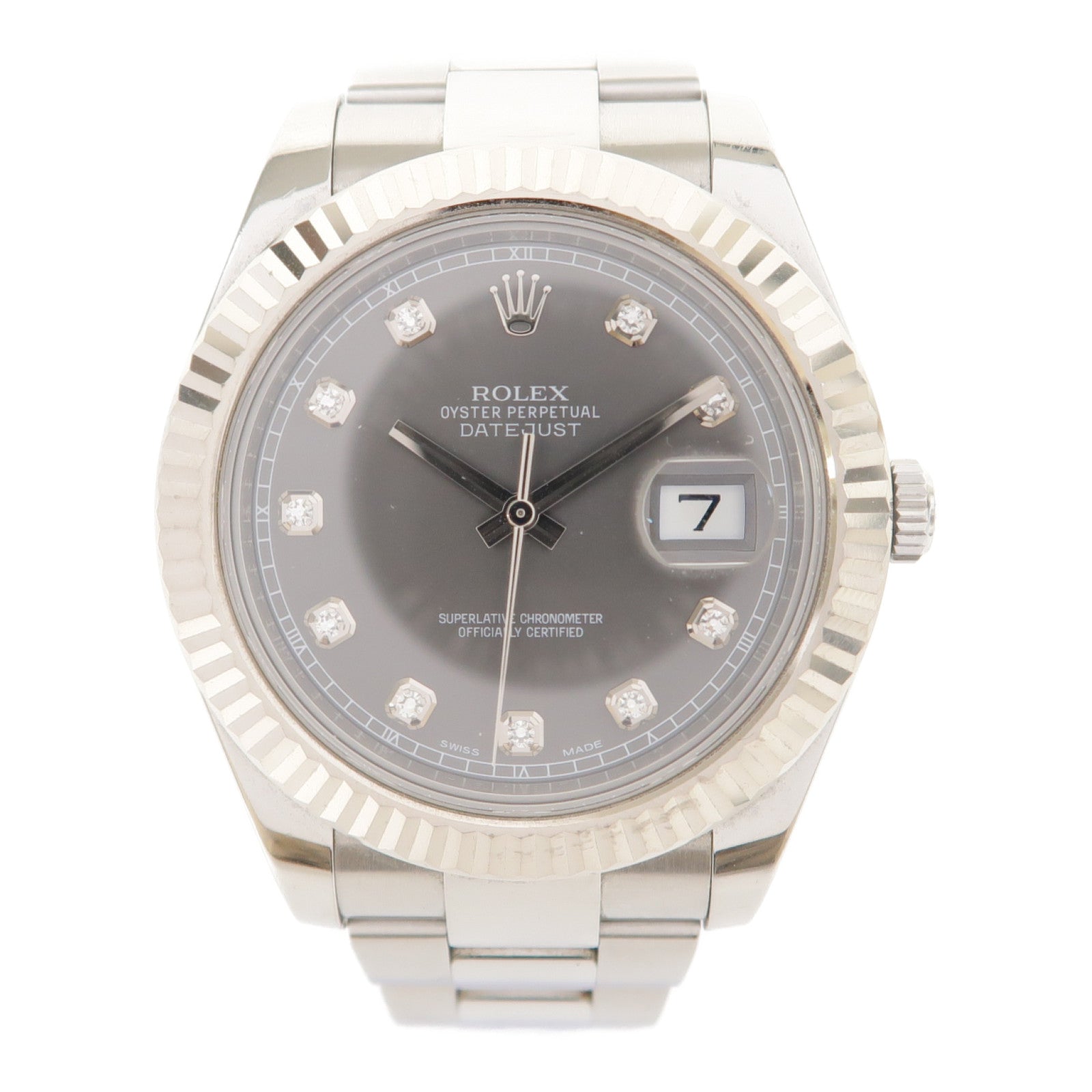 ROLEX Datejust18K白金/不鏽鋼手錶自動機芯灰色