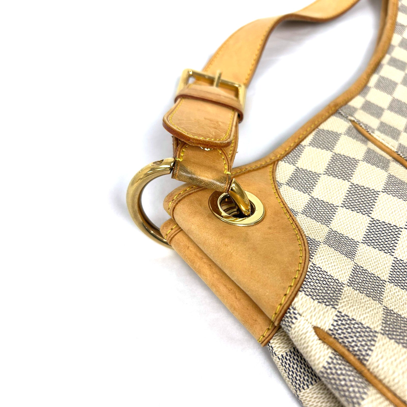 LOUIS VUITTON【激減優惠】 Damier Azur Galliera GM金扣肩背袋白色