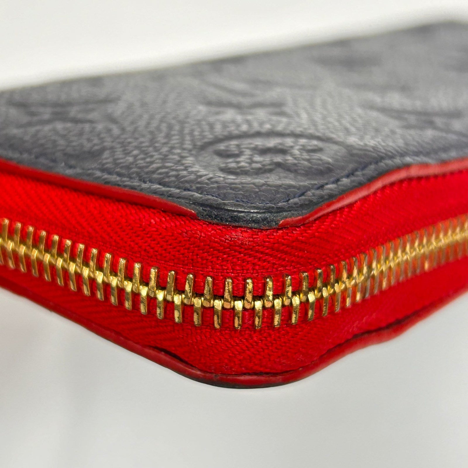 LOUIS VUITTON **【激減優惠】Monogram Empreinte Long Wallet金扣長錢包深藍色/紅色