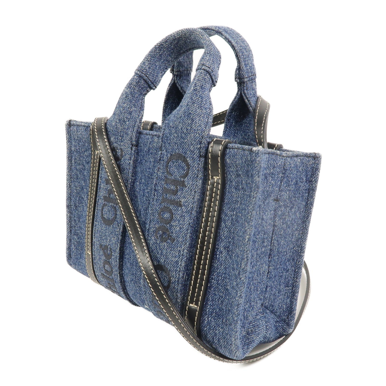Chloe 牛仔布Woody Tote Mini手挽肩背兩用袋