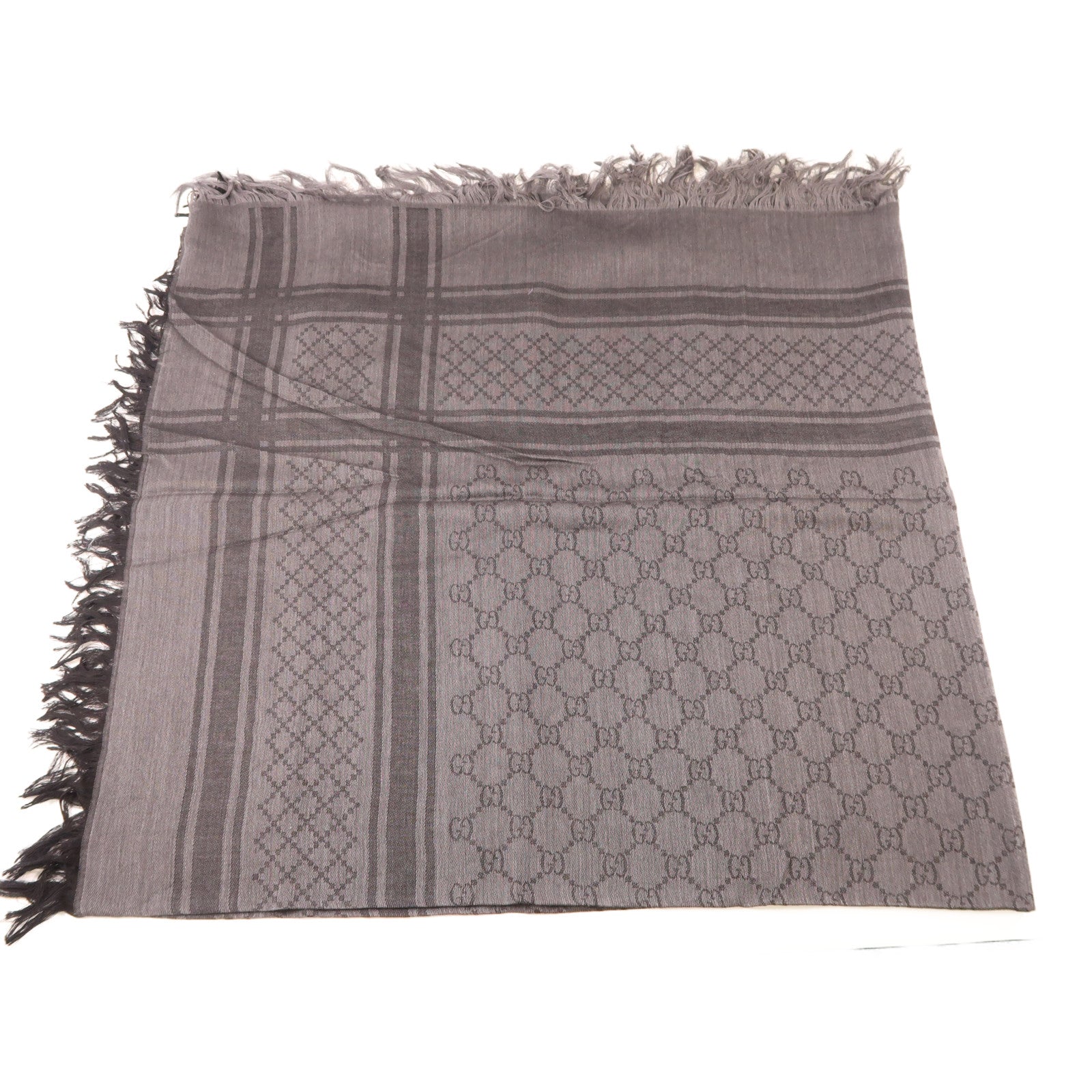 GUCCI 羊毛/絲質Scarf圍巾灰色